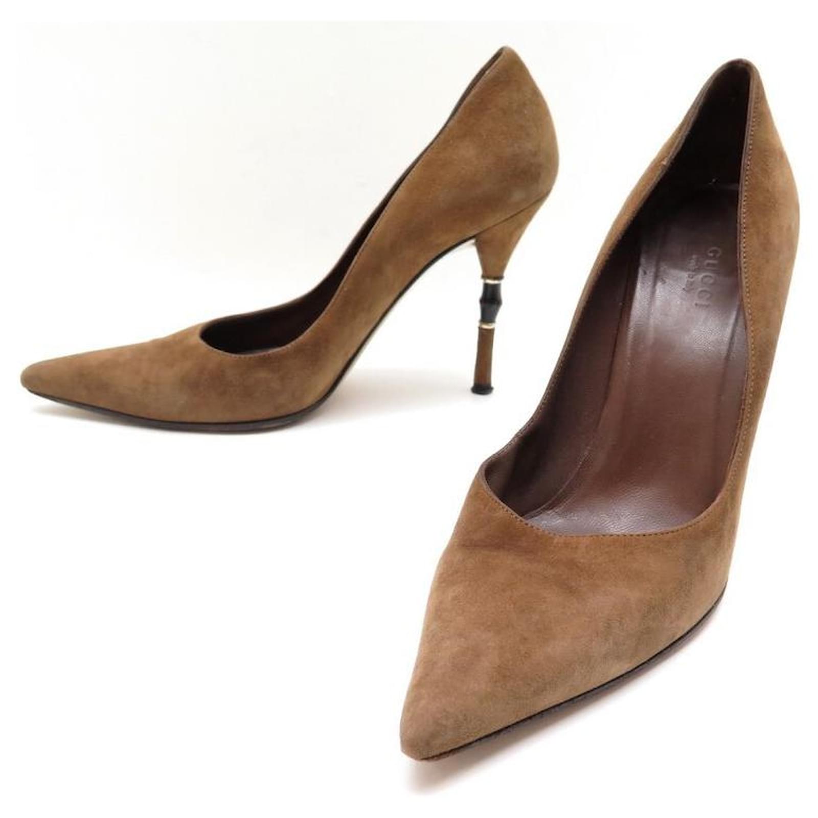 Gucci Women's Designer Shoes Malibu Black Leather Pumps Bamboo Heel –  Dellamoda