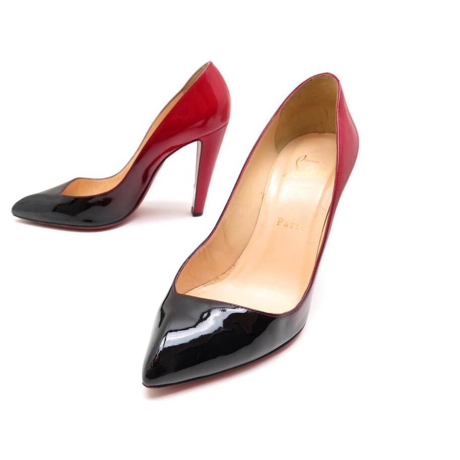 CHRISTIAN LOUBOUTIN SHOES CORNEILLE PUMPS 38 TWO-TONE PATENT LEATHER ref.426592 pic