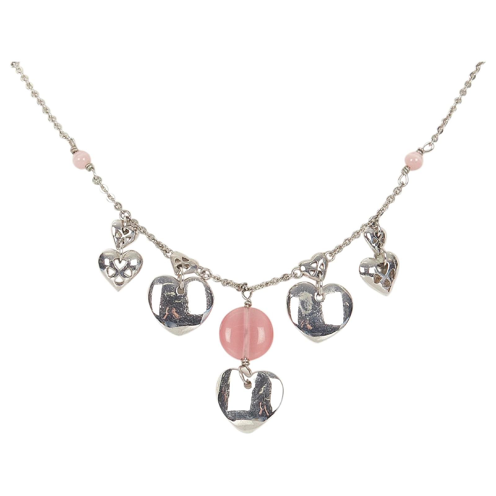 Dior Silver Heart Charm Necklace