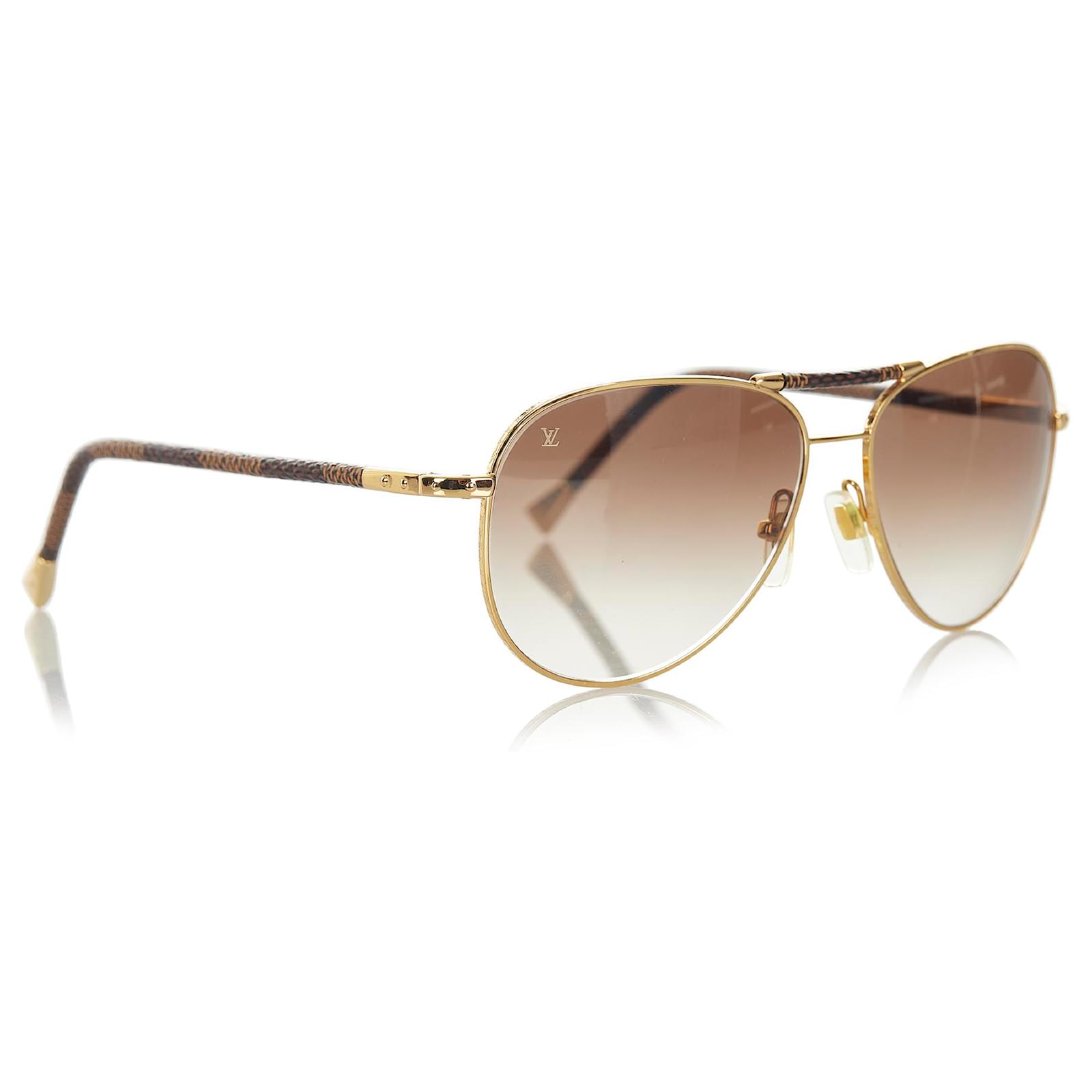 Louis Vuitton Black Conspiration Pilot Sunglasses Golden Metal