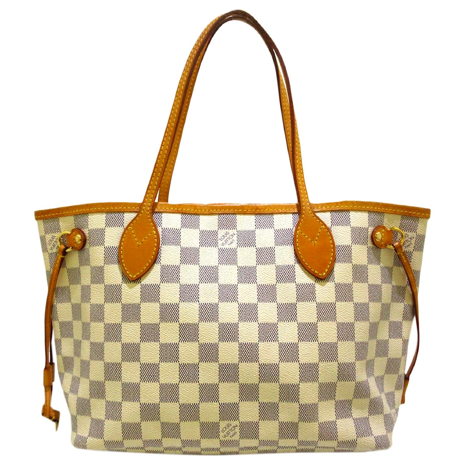 White Louis Vuitton Damier Azur Neverfull PM Tote Bag