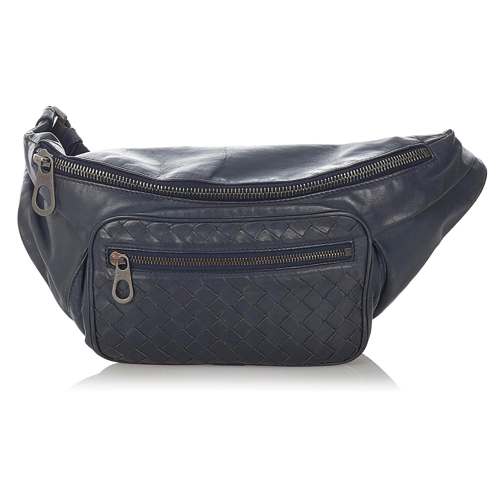 Navy Intrecciato-leather holdall, Bottega Veneta