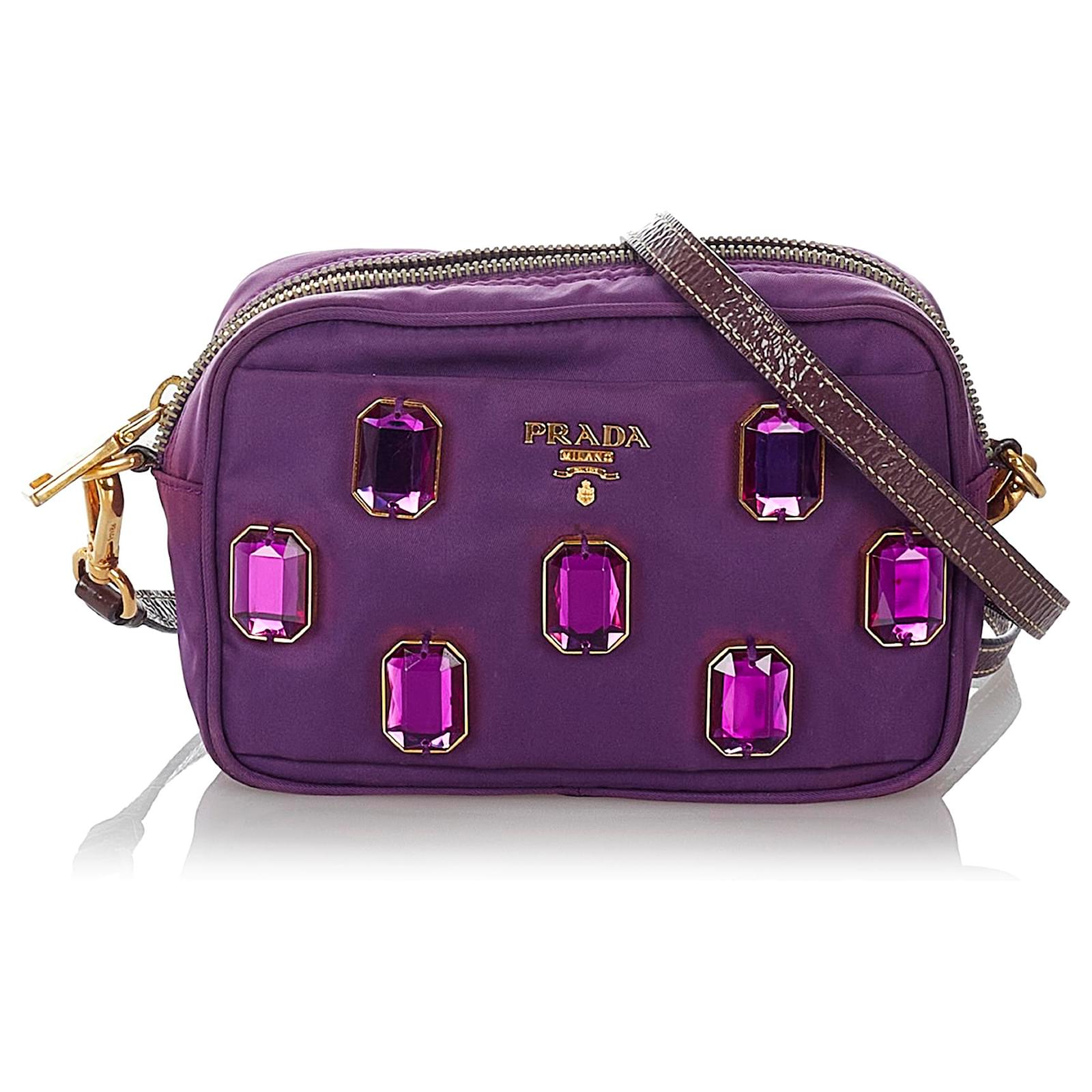 Prada Purple Tessuto Pietre Crossbody Bag Leather Pony-style