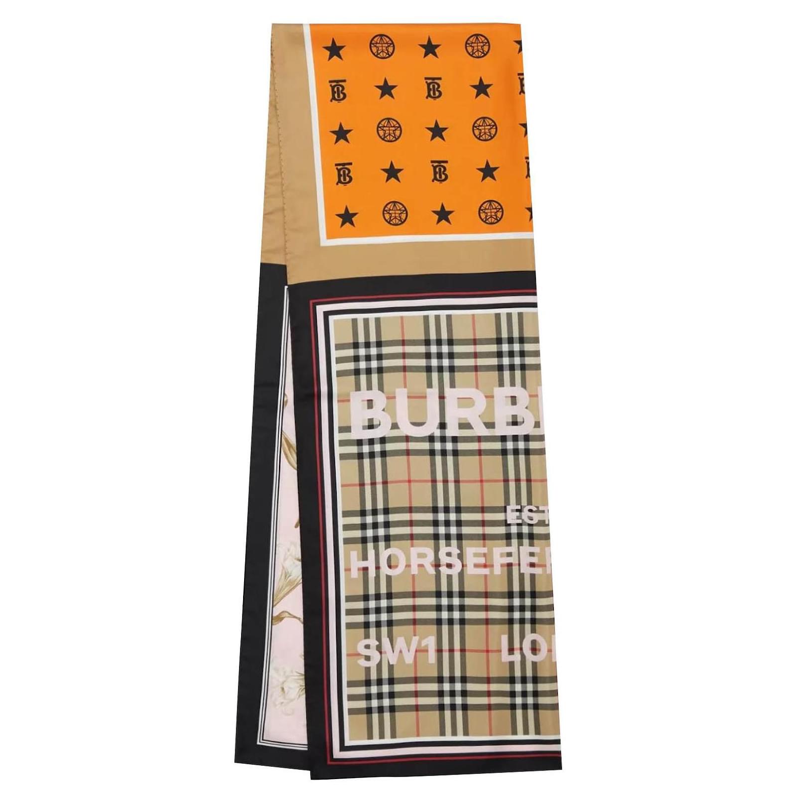 Bufanda de seda estampado Montage de Burberry 210X70 Multicolor ref.427877 - Joli