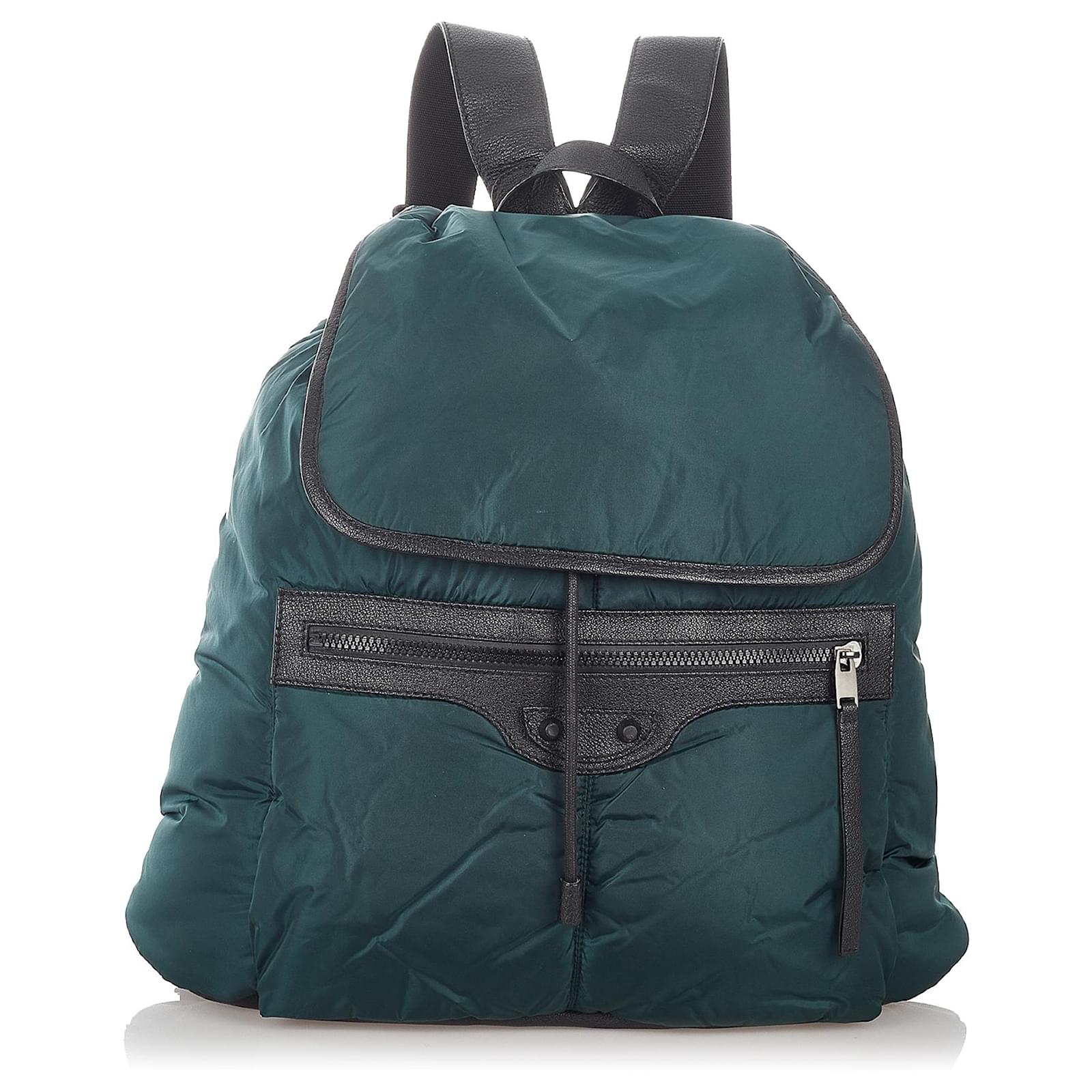 Zaino Balenciaga Motocross Classic Traveller S verde Nero Verde scuro Pelle  Vitello simile a un vitello Nylon Panno ref.428145 - Joli Closet