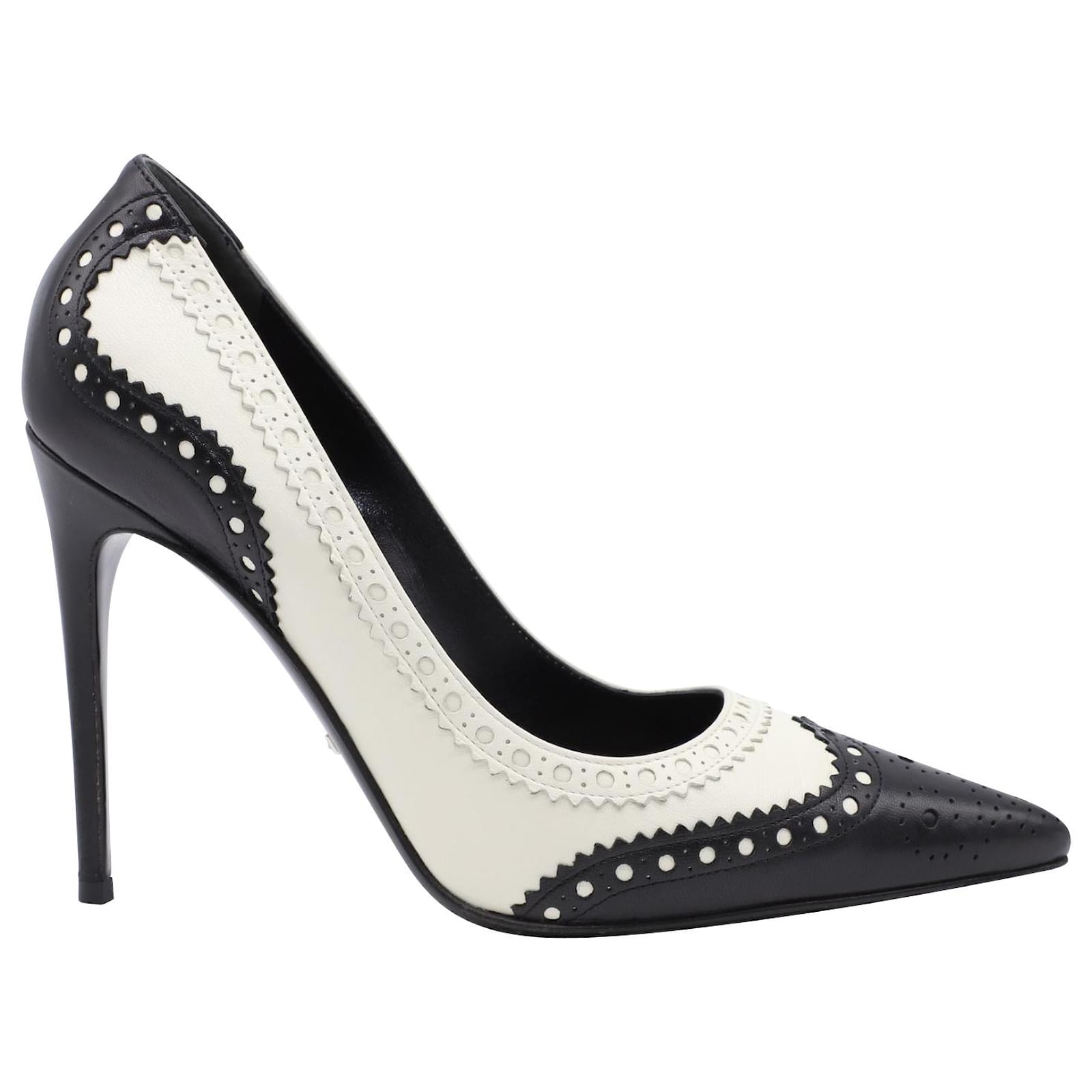 Décolleté Gucci Gia Spectator in pelle nera e bianca Bianco Crudo  ref.428471 - Joli Closet