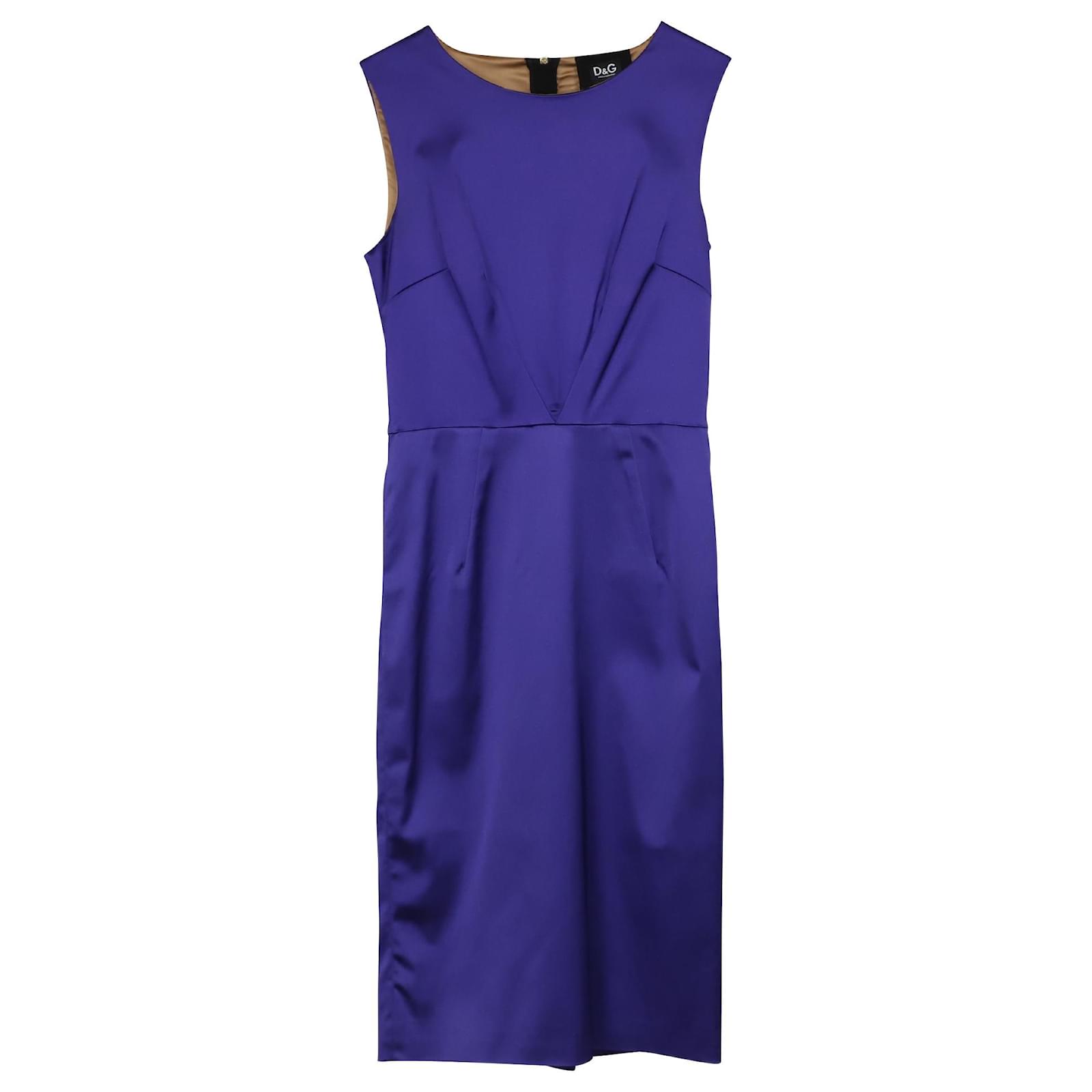Dolce & Gabbana Sleeveless Sheath Dress in Purple Satin Acetate ref ...
