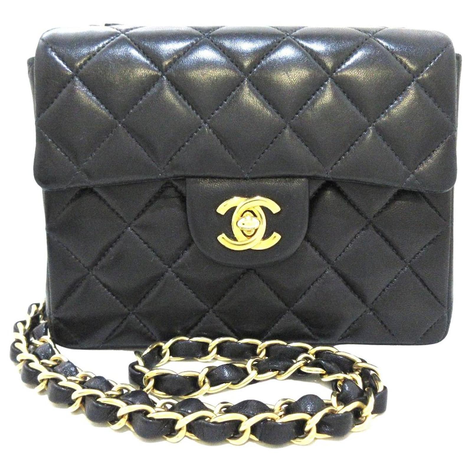 Chanel Mini Matrasse Chain Shoulder Bag Black Leather ref.428664 Joli