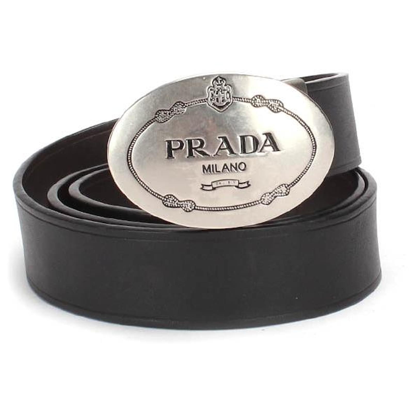 Prada Black Leather Belt With Logo TheDoubleF, 54% OFF