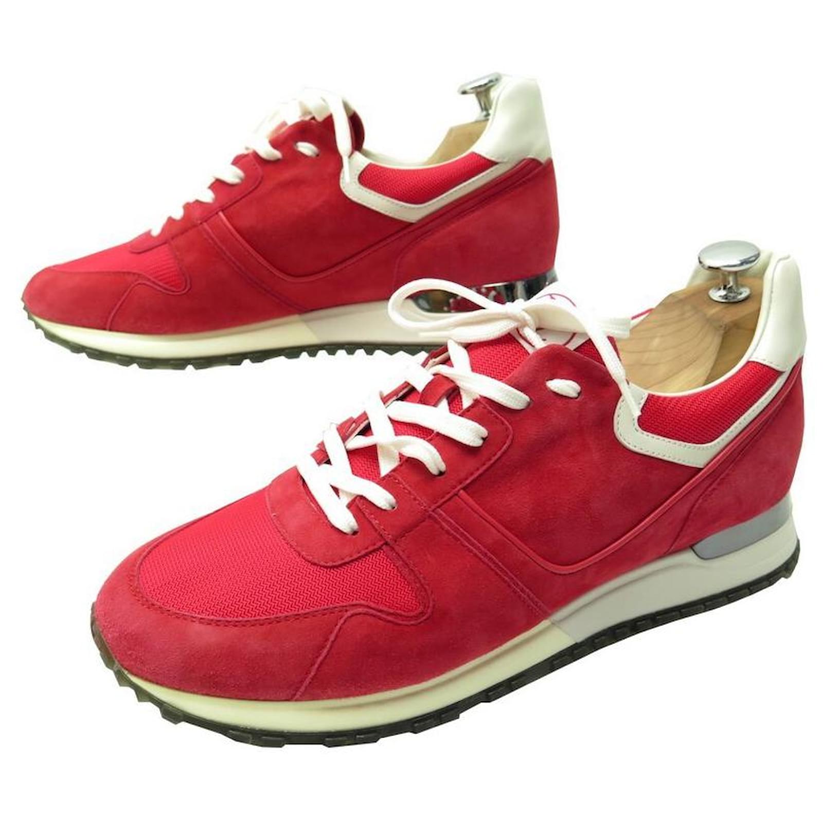 NEW LOUIS VUITTON RUNAWAY SHOES 41 RED SUEDE SNEAKERS SUEDE