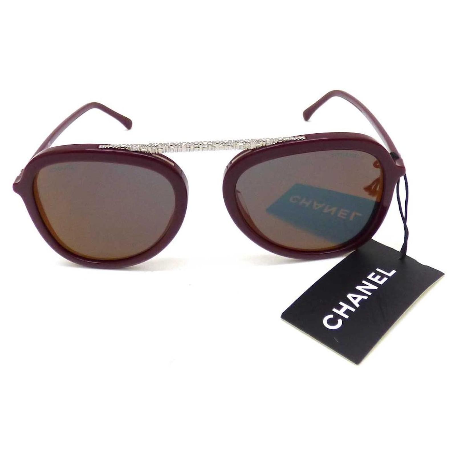 Used] CHANEL Decorative Design Sunglasses Unisex Bordeaux Dark red