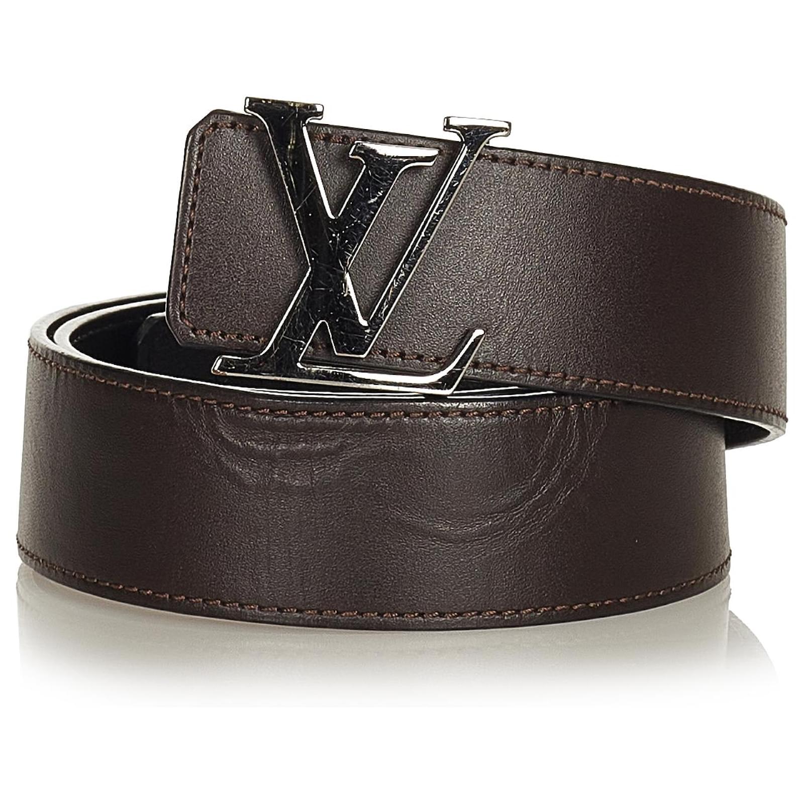 Louis Vuitton Black Initiales Leather Belt Silvery Metal Pony-style  calfskin ref.430212 - Joli Closet