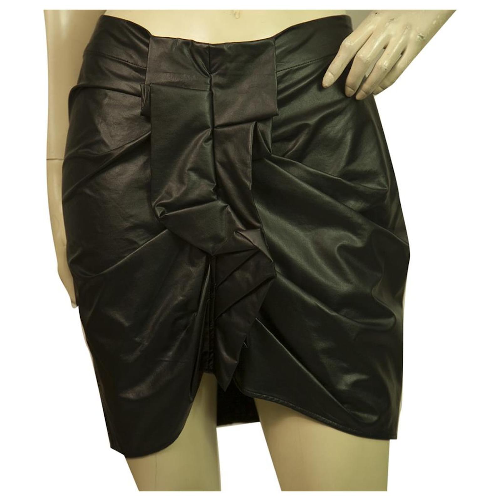 lav lektier landsby Modig Isabel Marant Etoile Black Faux Leather Ruffled Mini Length Skirt 40  Viscose ref.430307 - Joli Closet