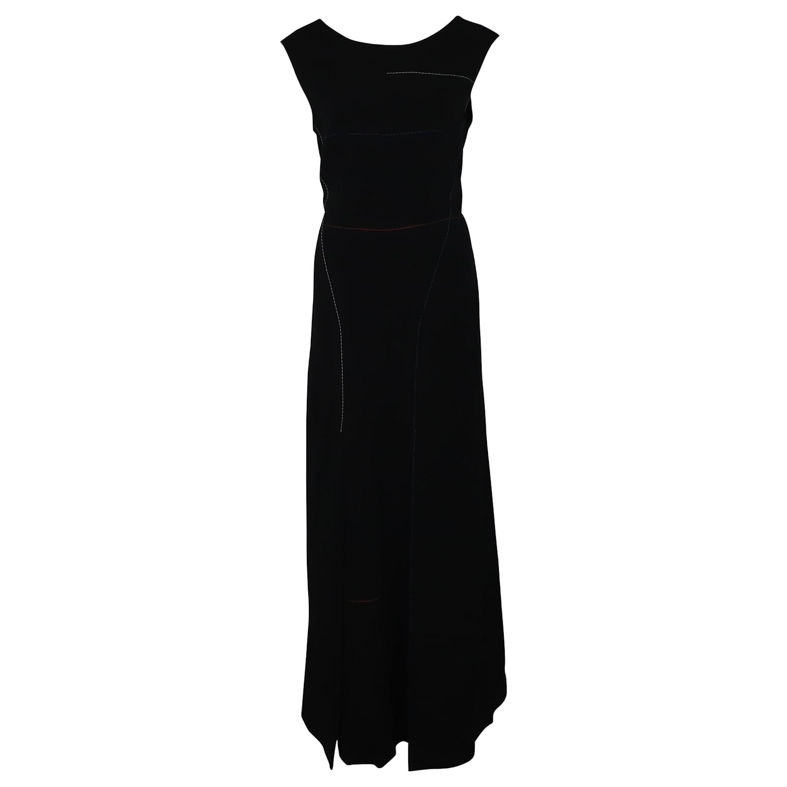 Sportmax Contrast Stitch Backless Long Dress in Black Acetate ref ...