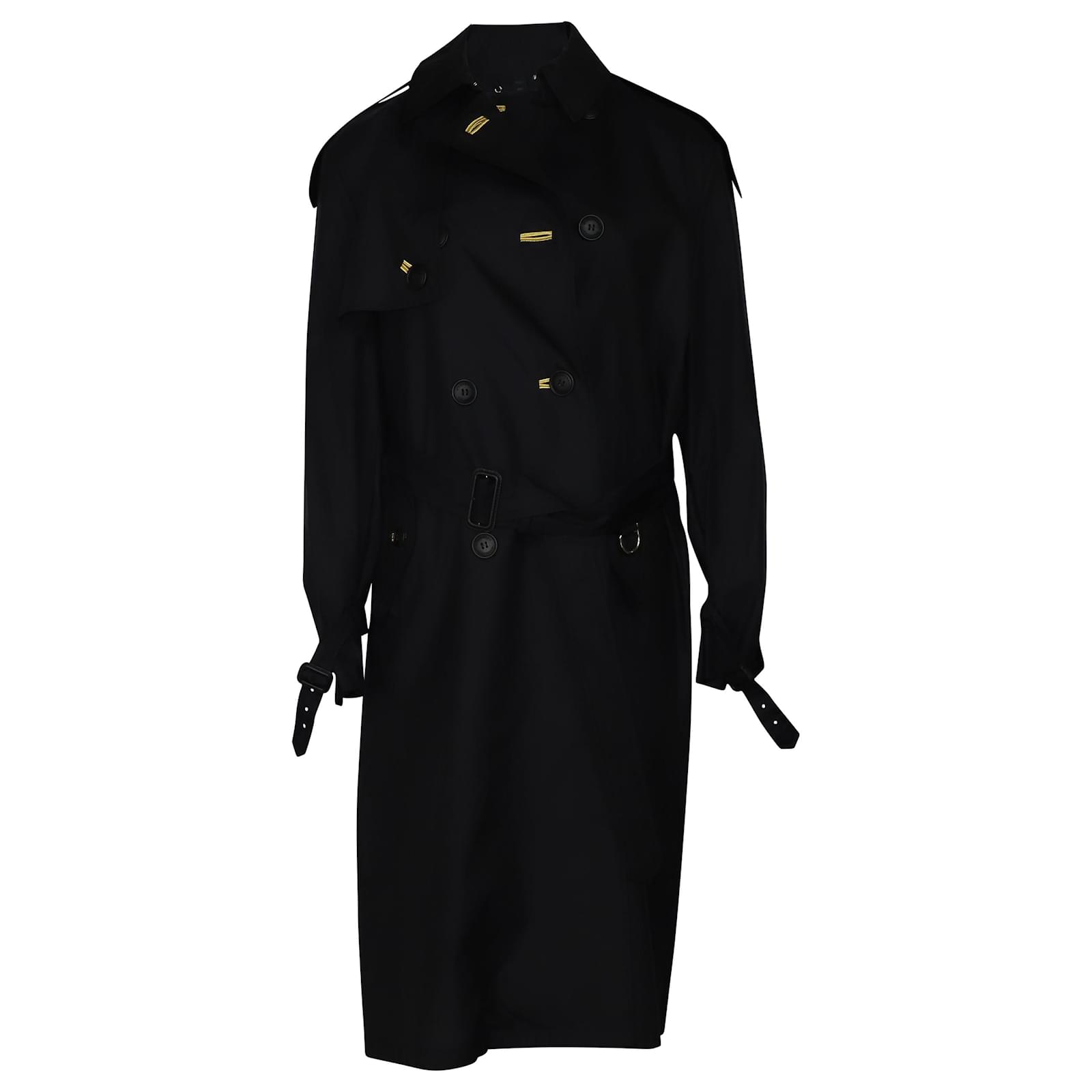 Burberry Trench Coat with Gold Buttonhole in Black Silk ref.430378 ...