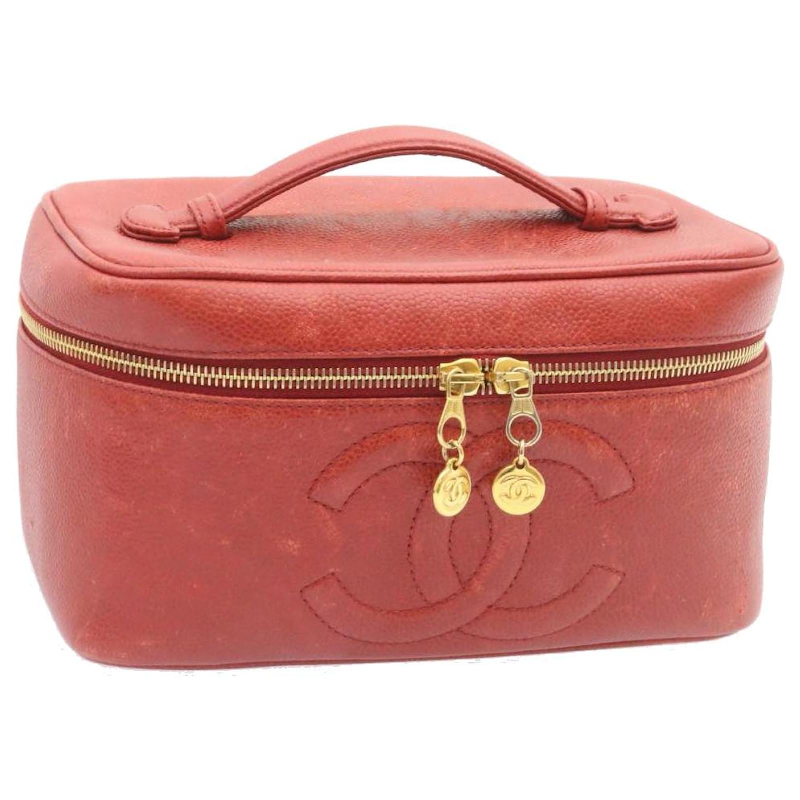 Chanel CC Caviar Vanity Bag in Red, Women's