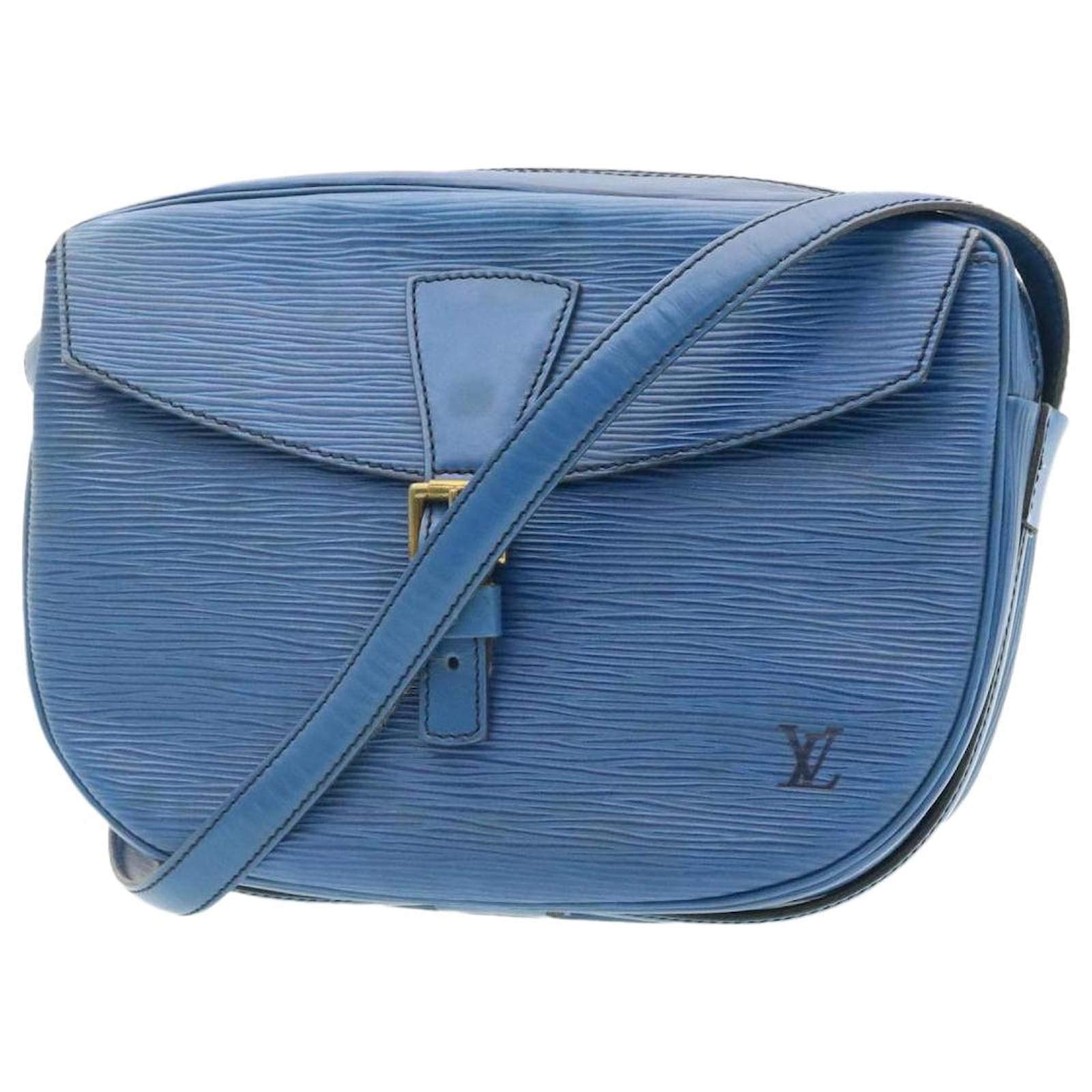 LOUIS VUITTON Blue Epi Leather Pochette Wristlet Clutch Shoulder