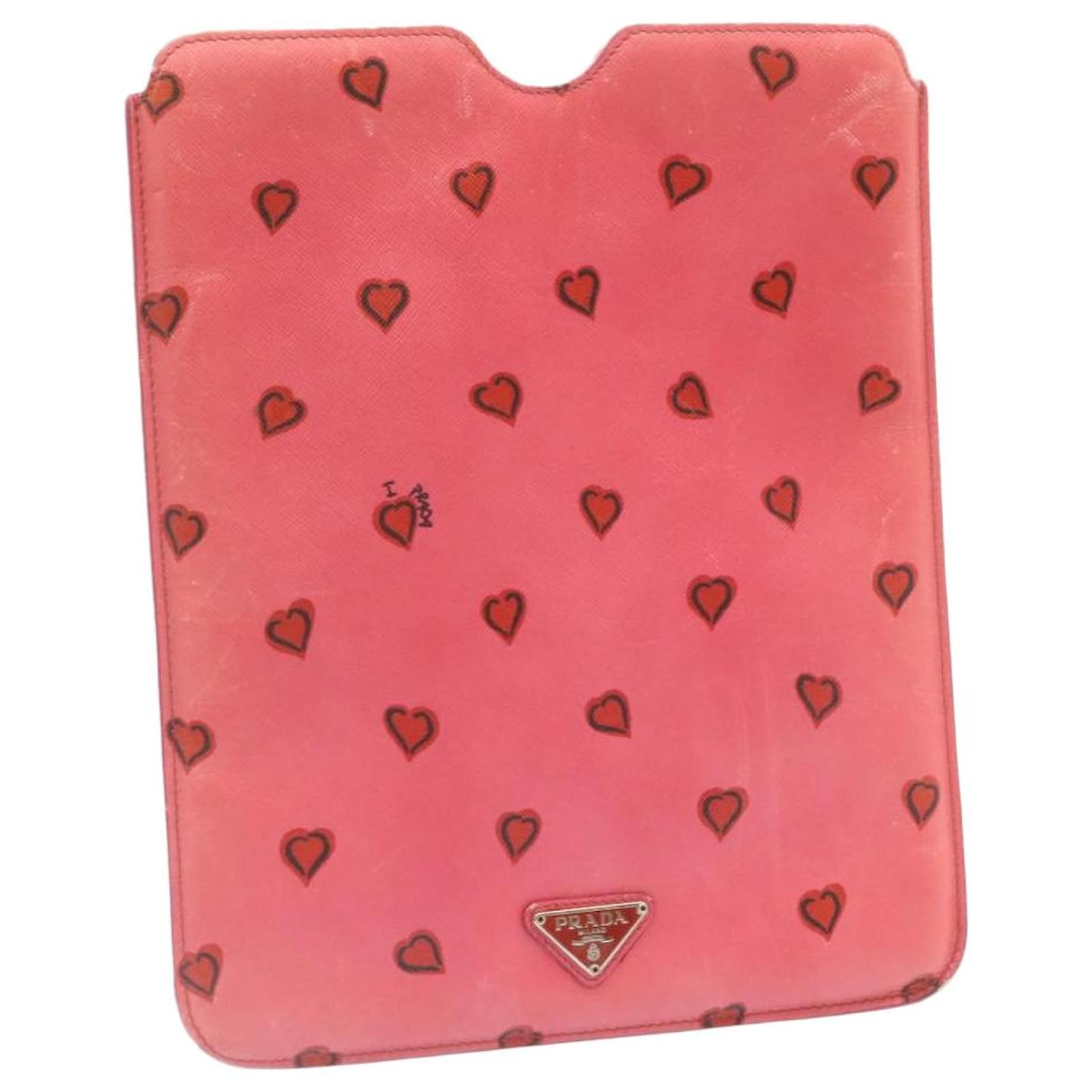 Saffiano PRADA Tablet iPad Case Safiano Leather Pink Auth th1818