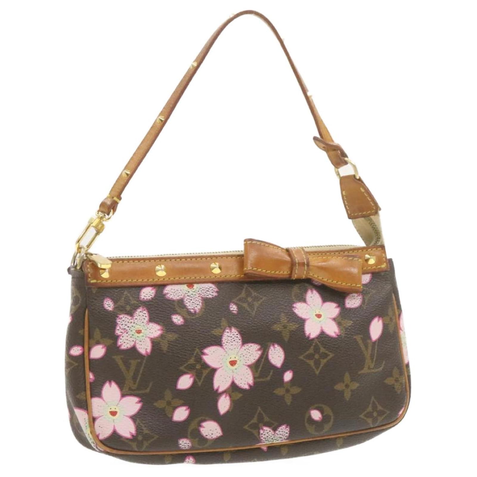 LOUIS VUITTON Monogram Cherry Blossom Pouch Bag In Brown - Pink