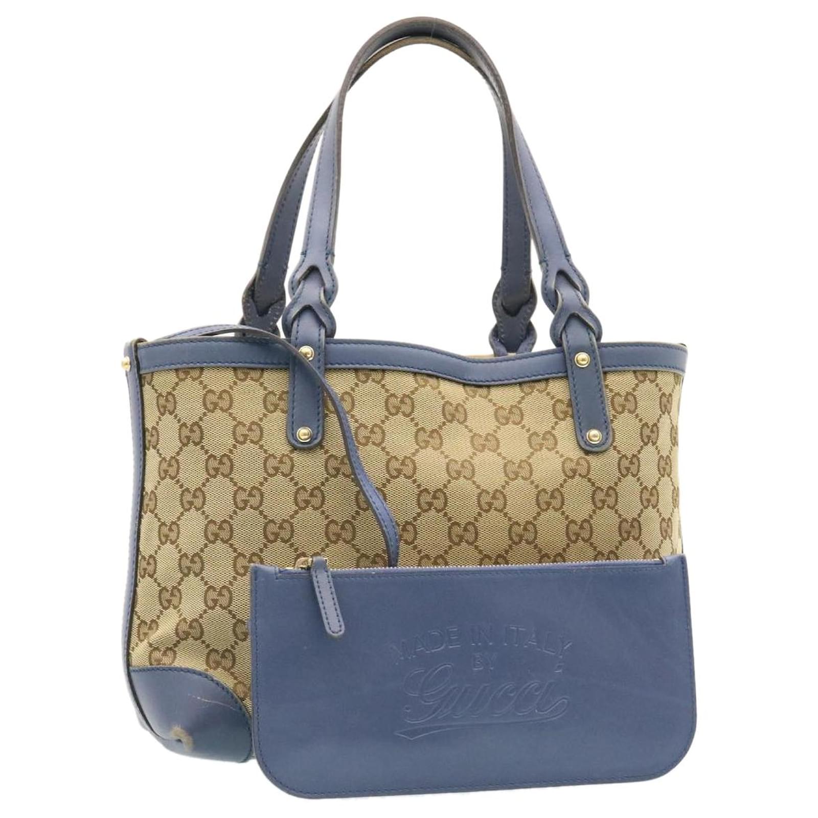 blue and brown gucci bag