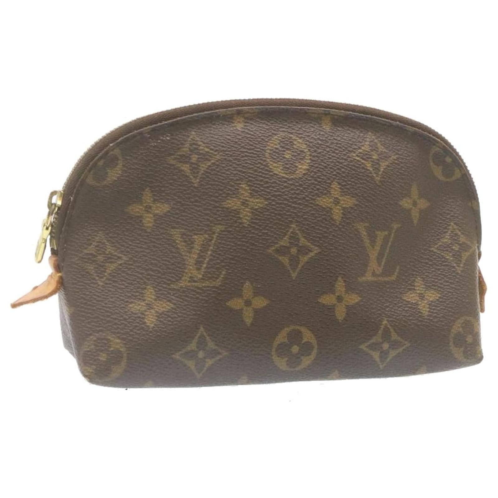 Louis Vuitton Damier Pochette Cosmetic PM Leather Brown Cosmetic Pouch 634
