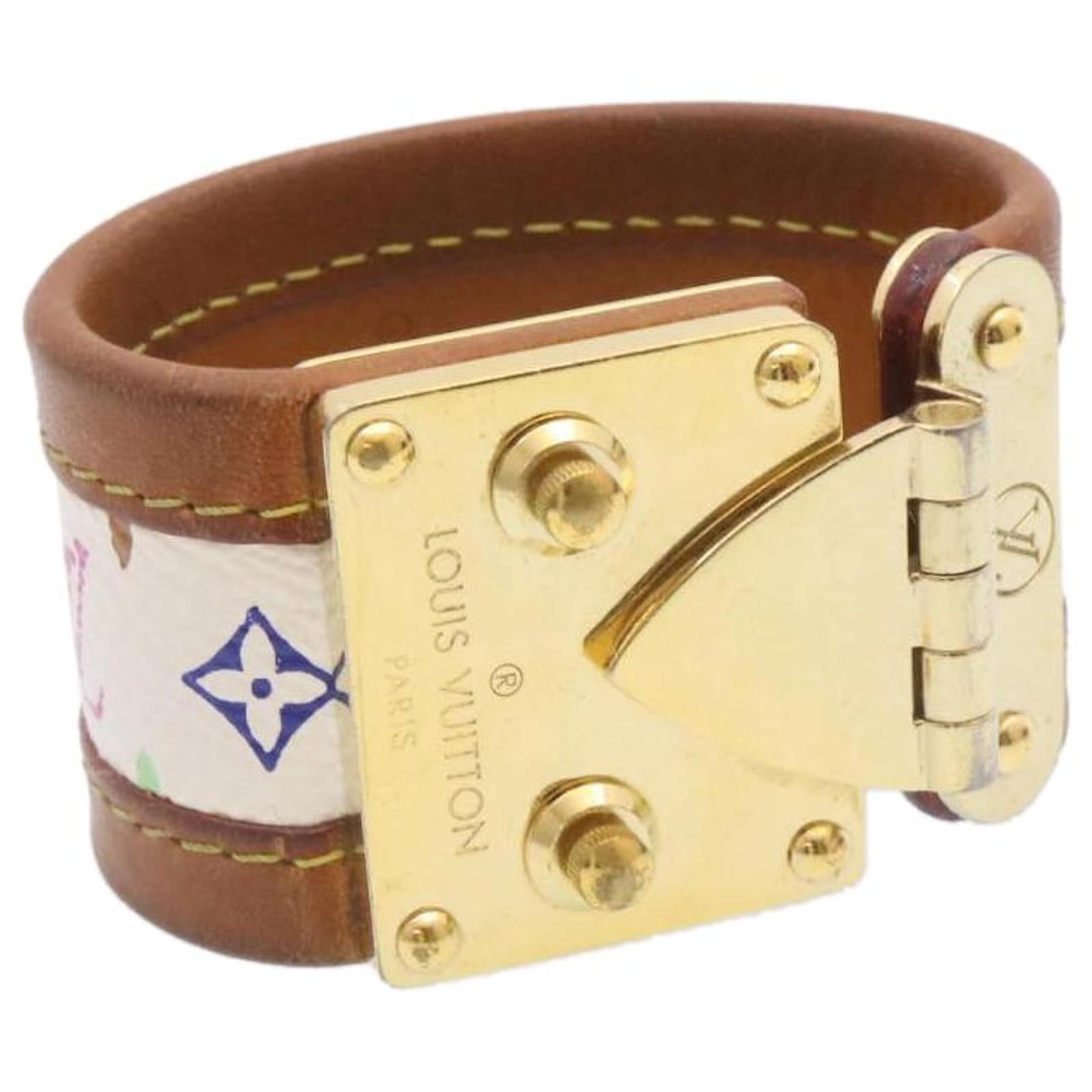 Bracciale louis vuitton bangle cuff lv monogram in oro giallo e