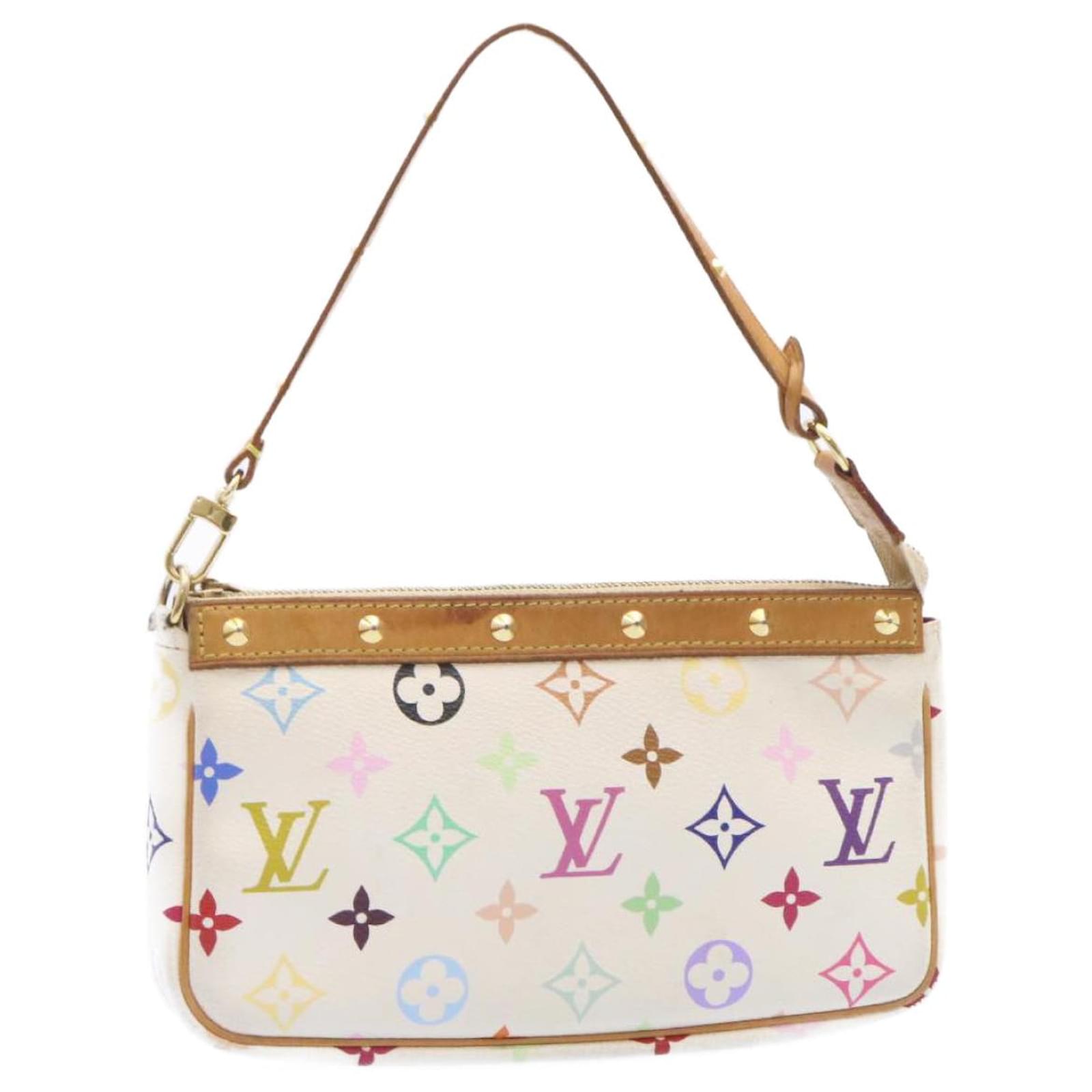 Louis Vuitton Pochette Accessories White Multicolor Monogram Canvas Murakami