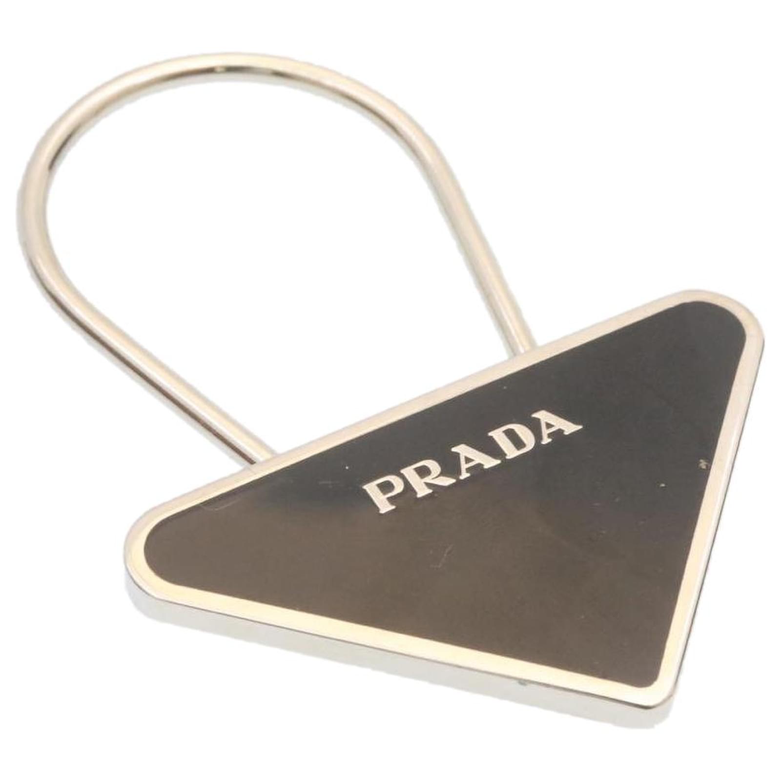 PRADA Charm Black Silver Auth ar5029 Silvery Metal  - Joli Closet