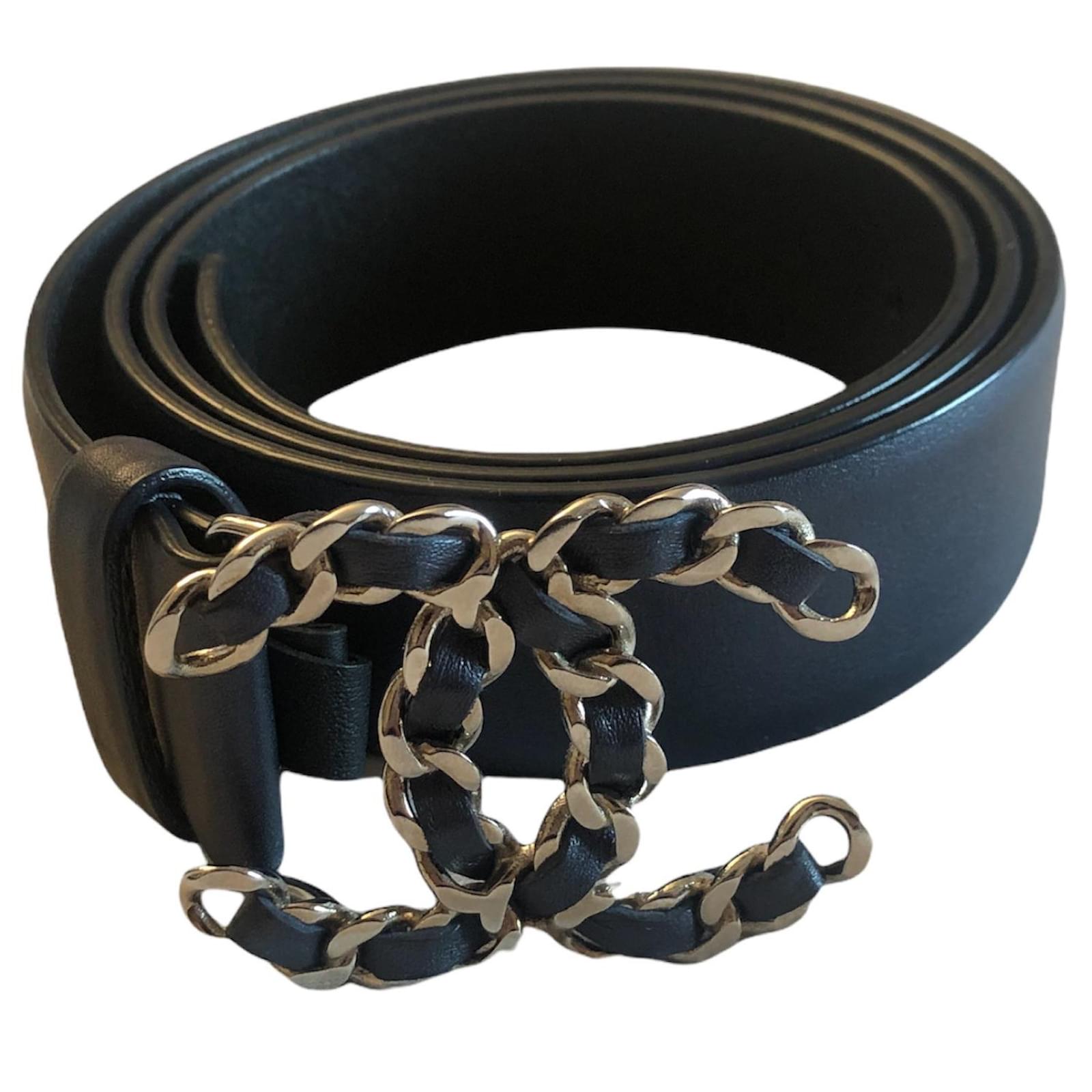 bezoeker Gemiddeld zoogdier Chanel belt with interlaced CC buckle Black Leather ref.432897 - Joli Closet
