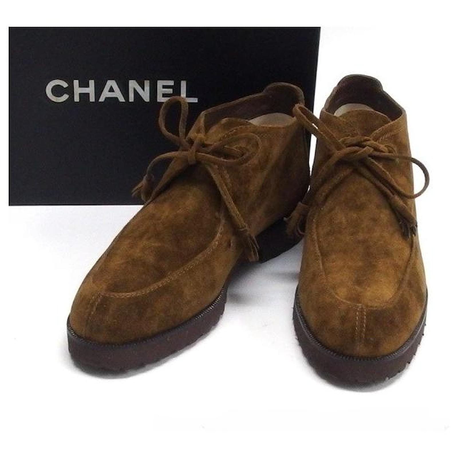Used] Chanel Chukka boots suede tea about 23.5cm Brown ref.432977 ...