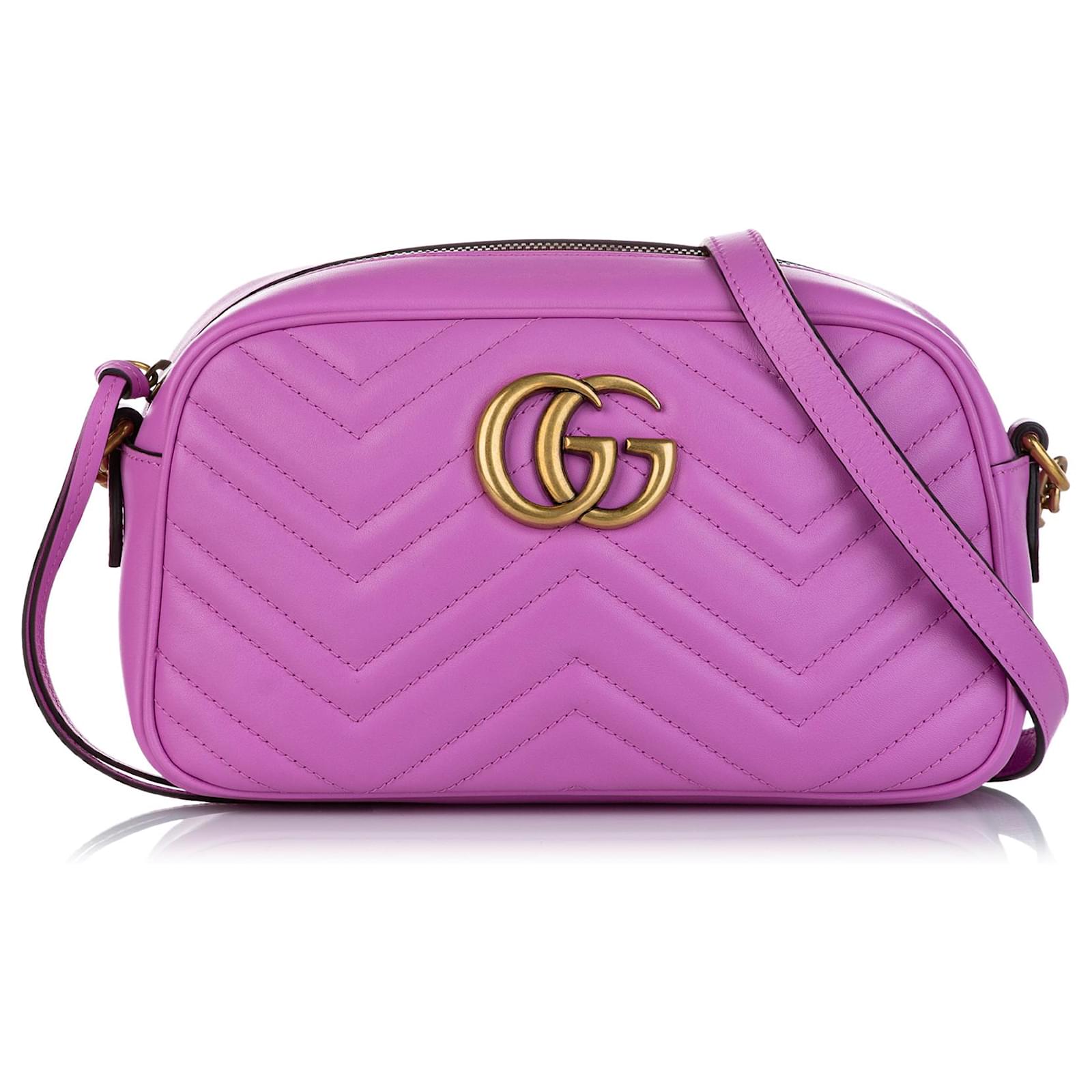 Gucci Pink GG Marmont Leather Crossbody Bag Pony-style calfskin   - Joli Closet