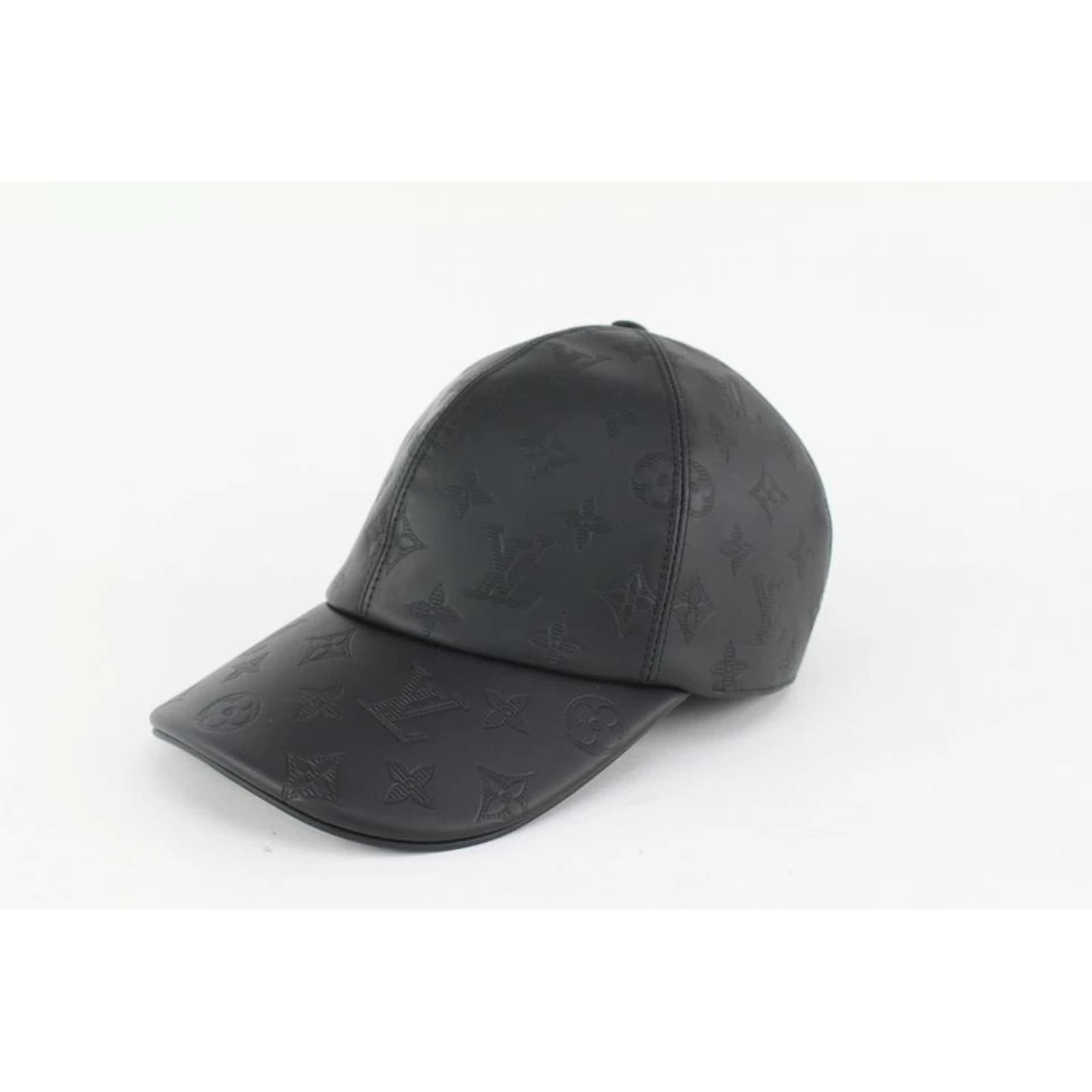 Louis Vuitton tamaño 60 Gorra de béisbol con gorra de cuero negra monograma Shadow ref.433933 - Joli Closet