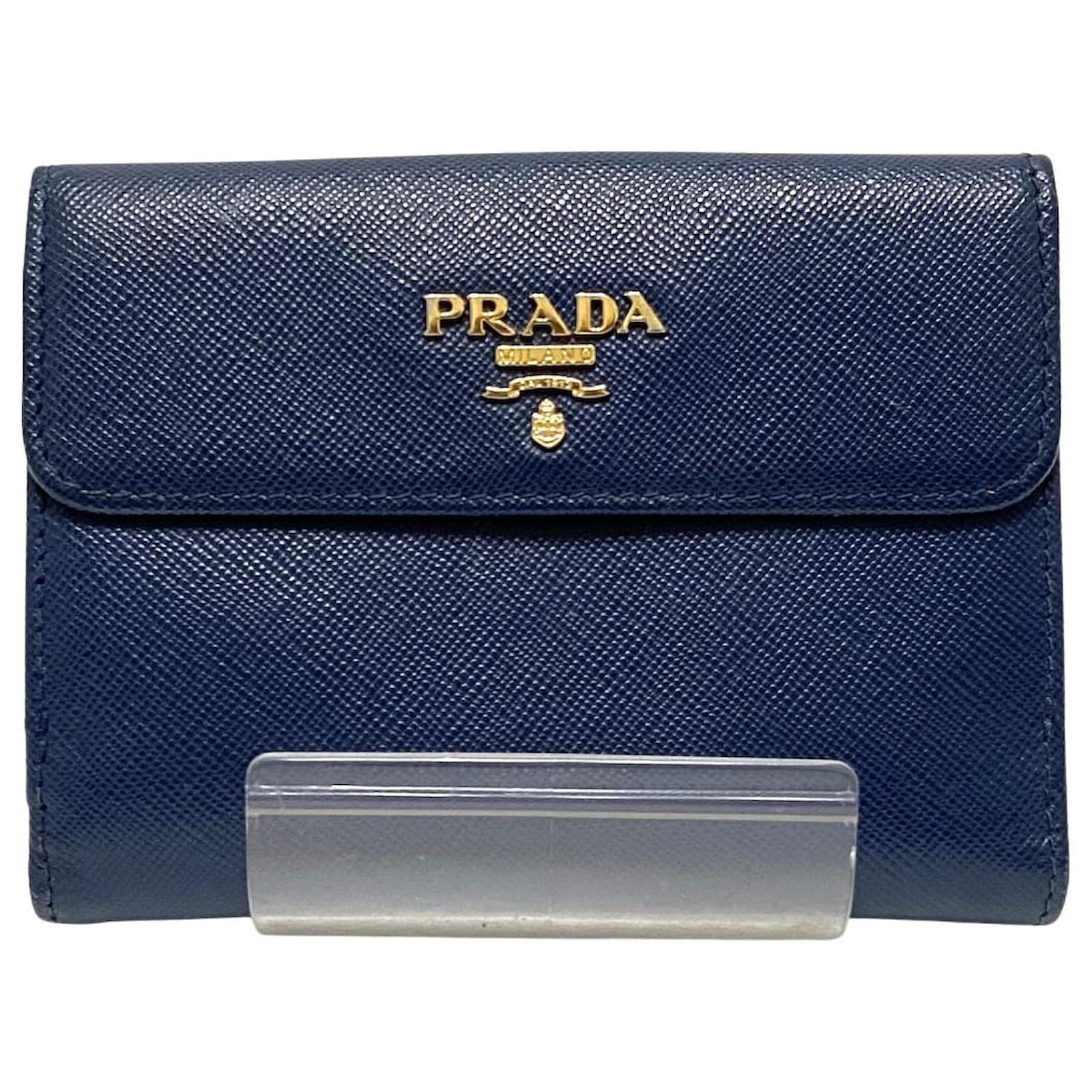 PRADA wallet Navy blue Leather ref.434145 Joli Closet
