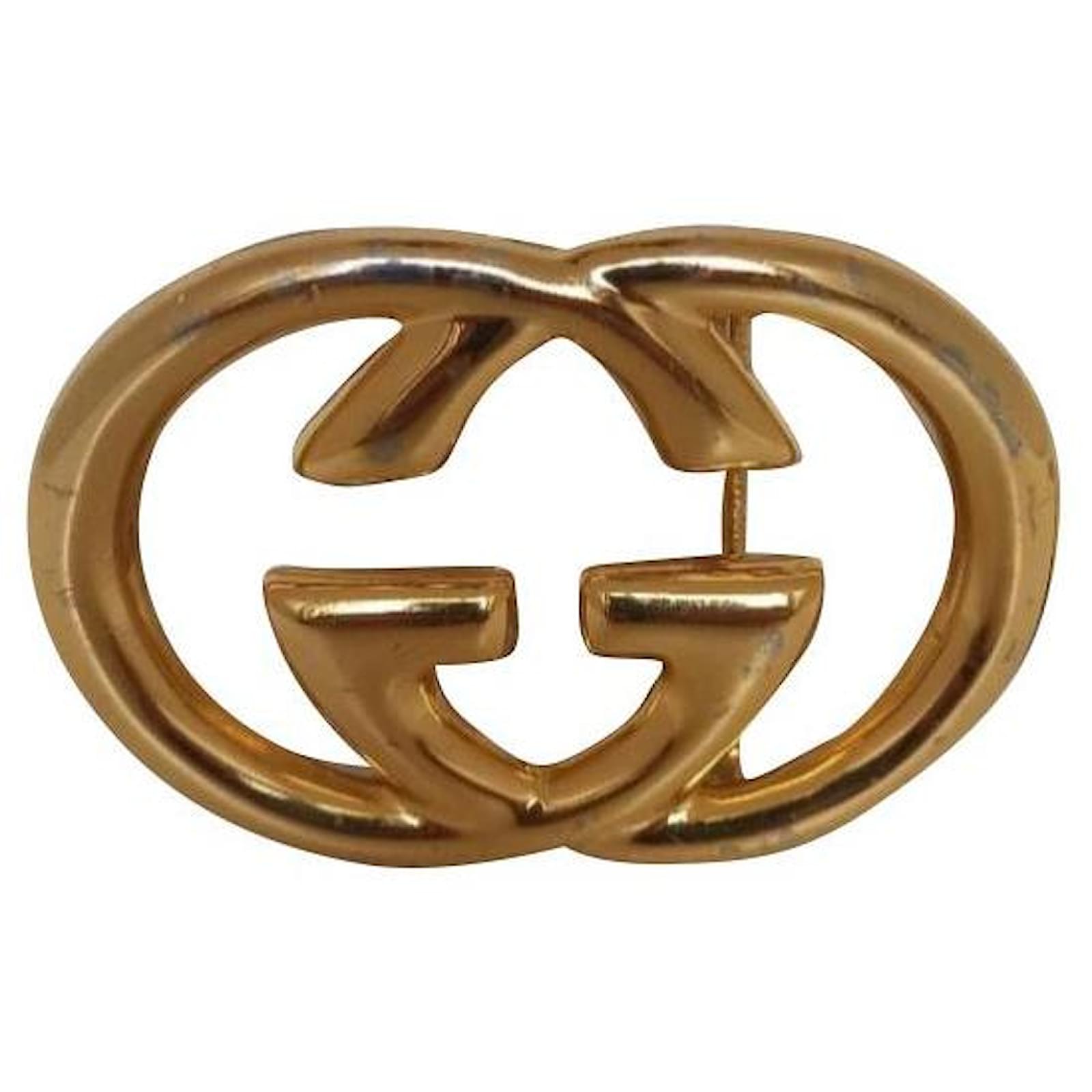 Gucci belt buckle Interlocking Gold Woman Authentic Used Y1697