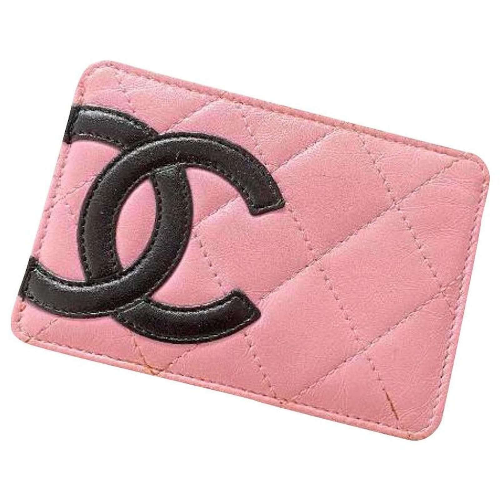 chanel pink wallet small black