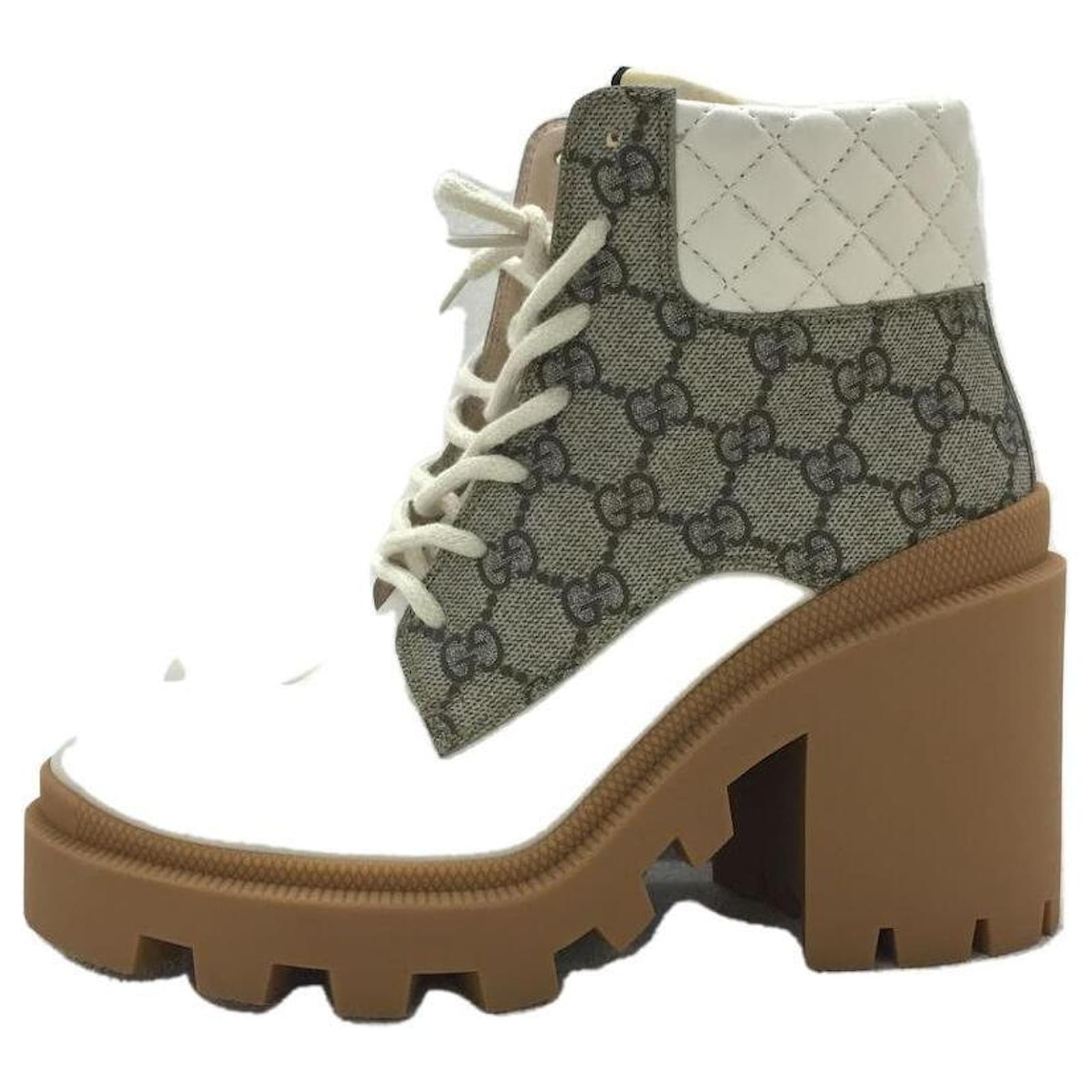 Botines GUCCI / Beige \u0026 Ebony GG Supreme / 37 / BEG / Piel / Botines /  659691 Cuero ref.436807 - Joli Closet
