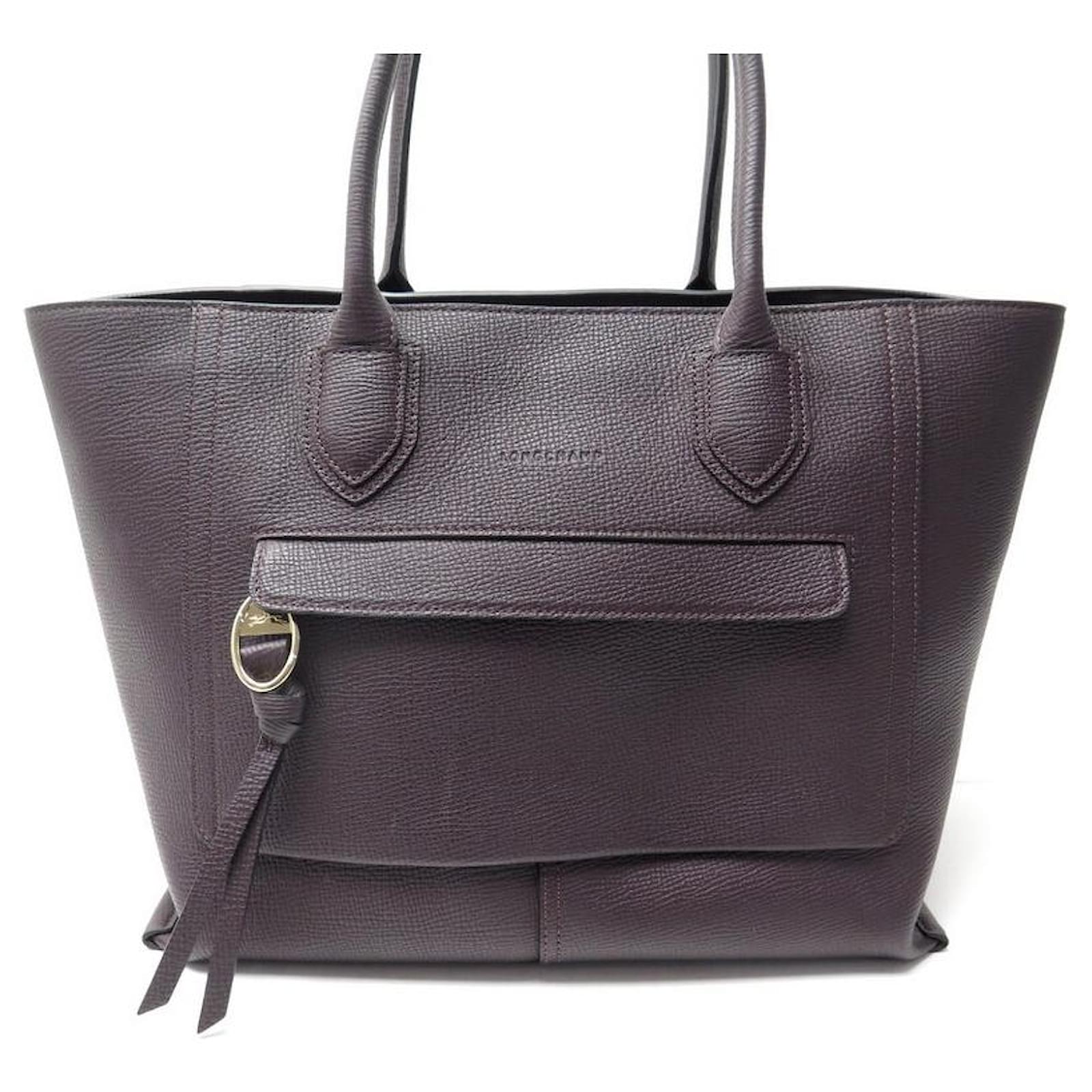 NUOVA MAILBOX LONGCHAMP BORSA A MANO GRANDE 10105BORSA A MANO HTA TOTE IN  PELLE PRUGNA ref.437117 - Joli Closet