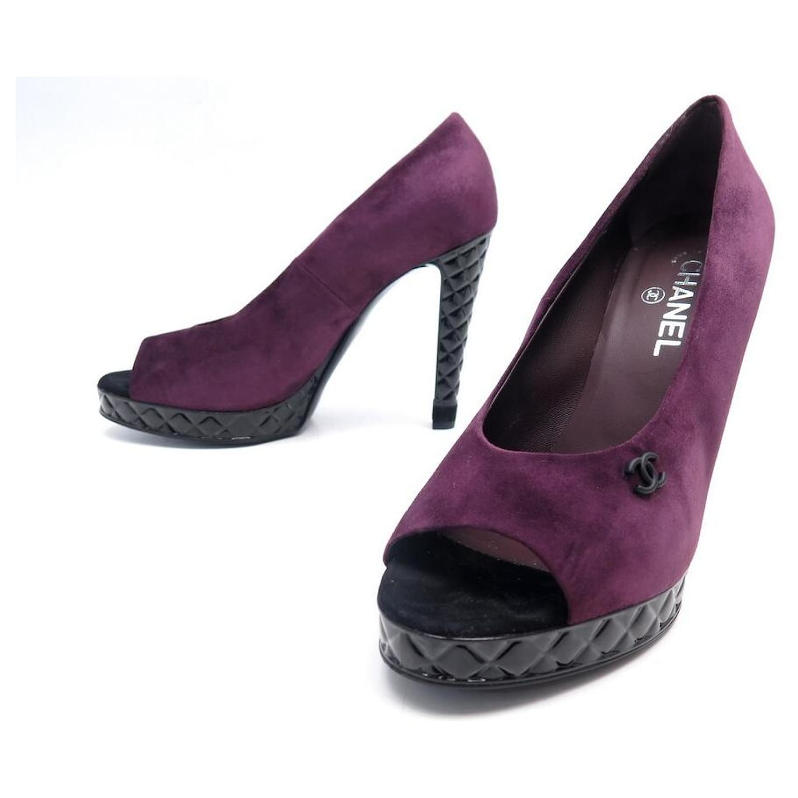 Chanel PurplePink Suede CC Low Top Sneakers Size 385 Chanel  TLC