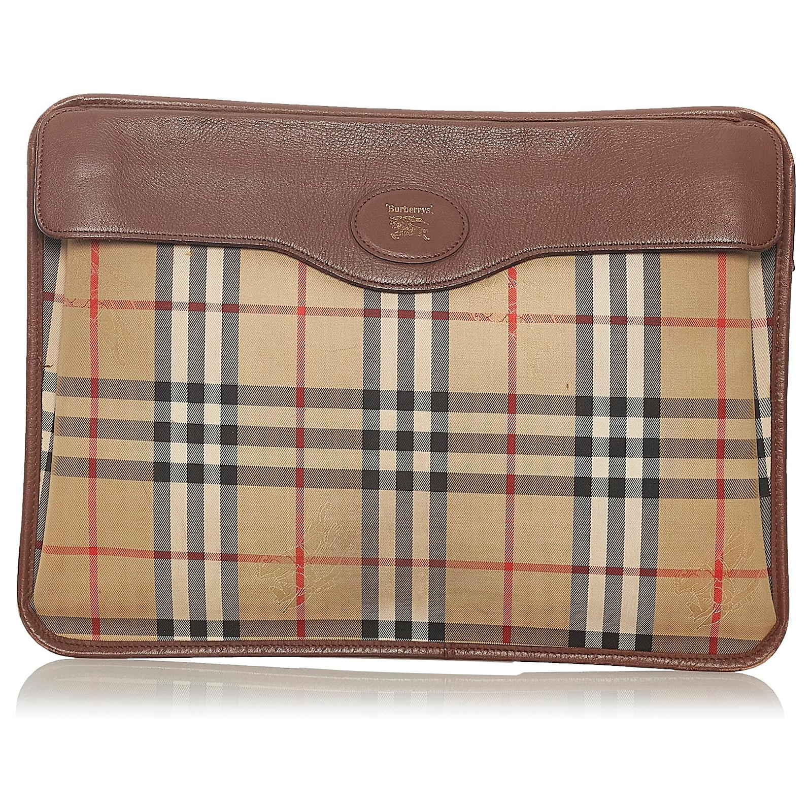 Brown Checkered Clutch/ Wristlet/ Purse