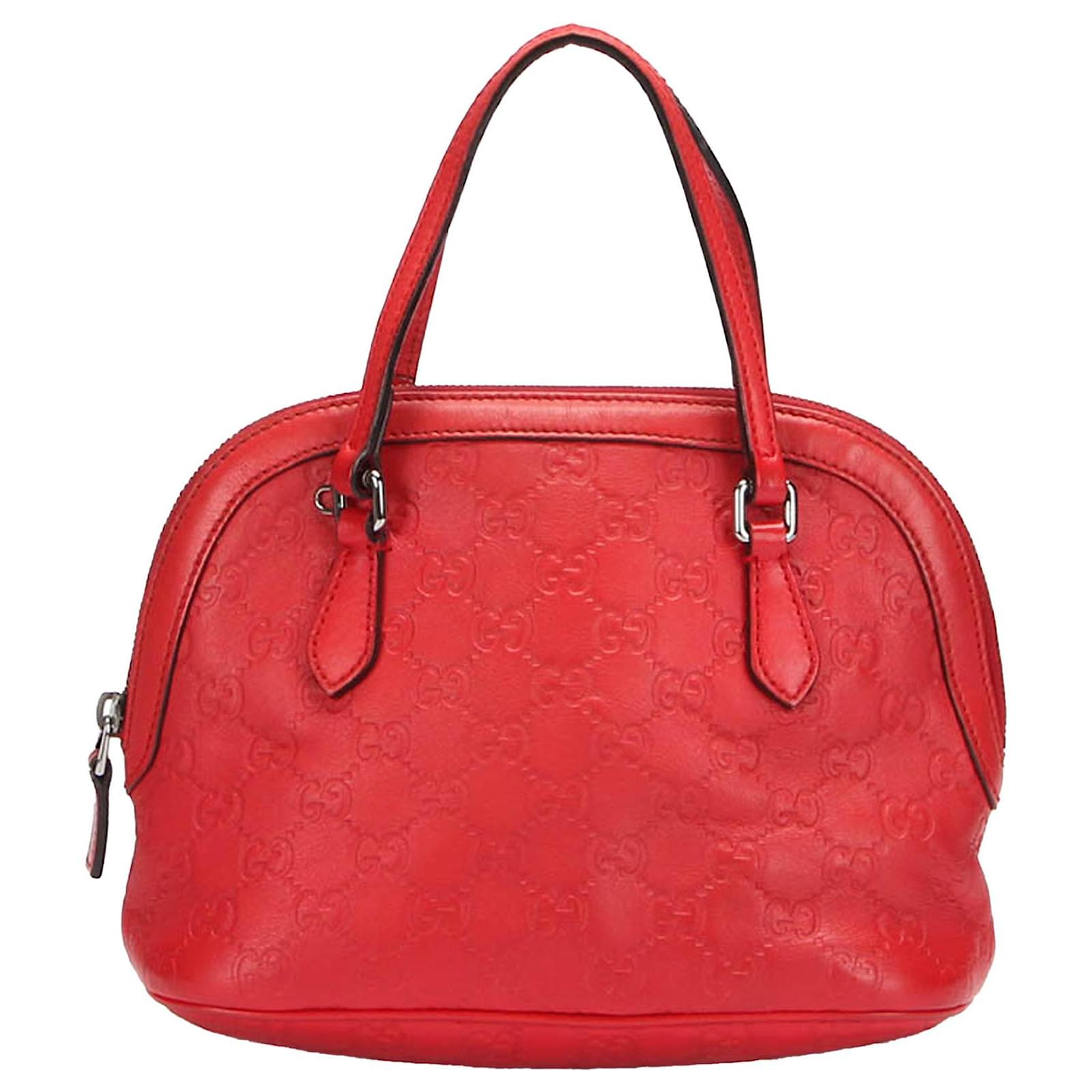 gucci red guccissima leather satchel