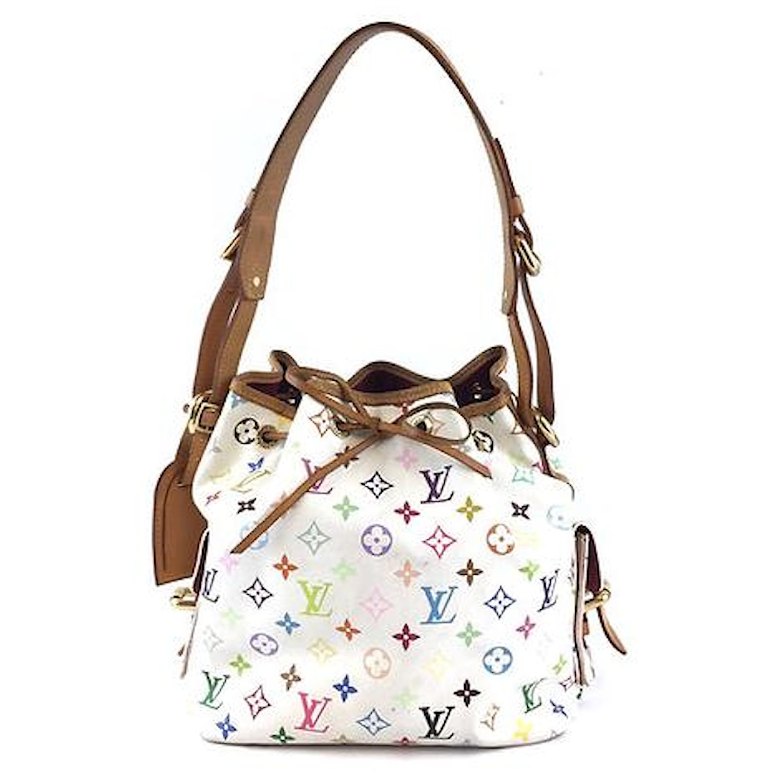 Louis Vuitton Noe PM Petite Tela Monogram Multicolore Bianca Pelle  ref.437848 - Joli Closet