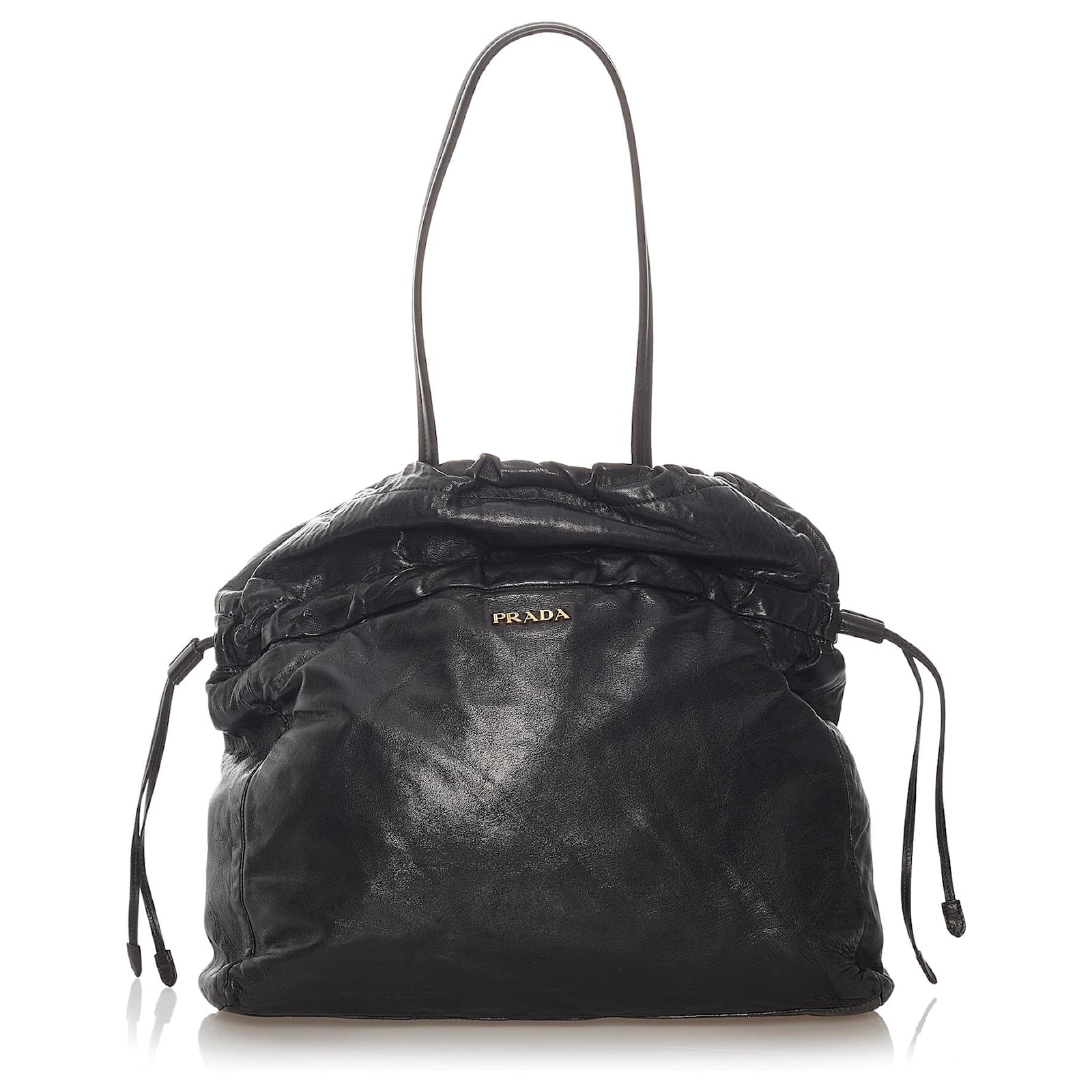 Prada Black Bow Lambskin Leather Tote Bag  - Joli Closet