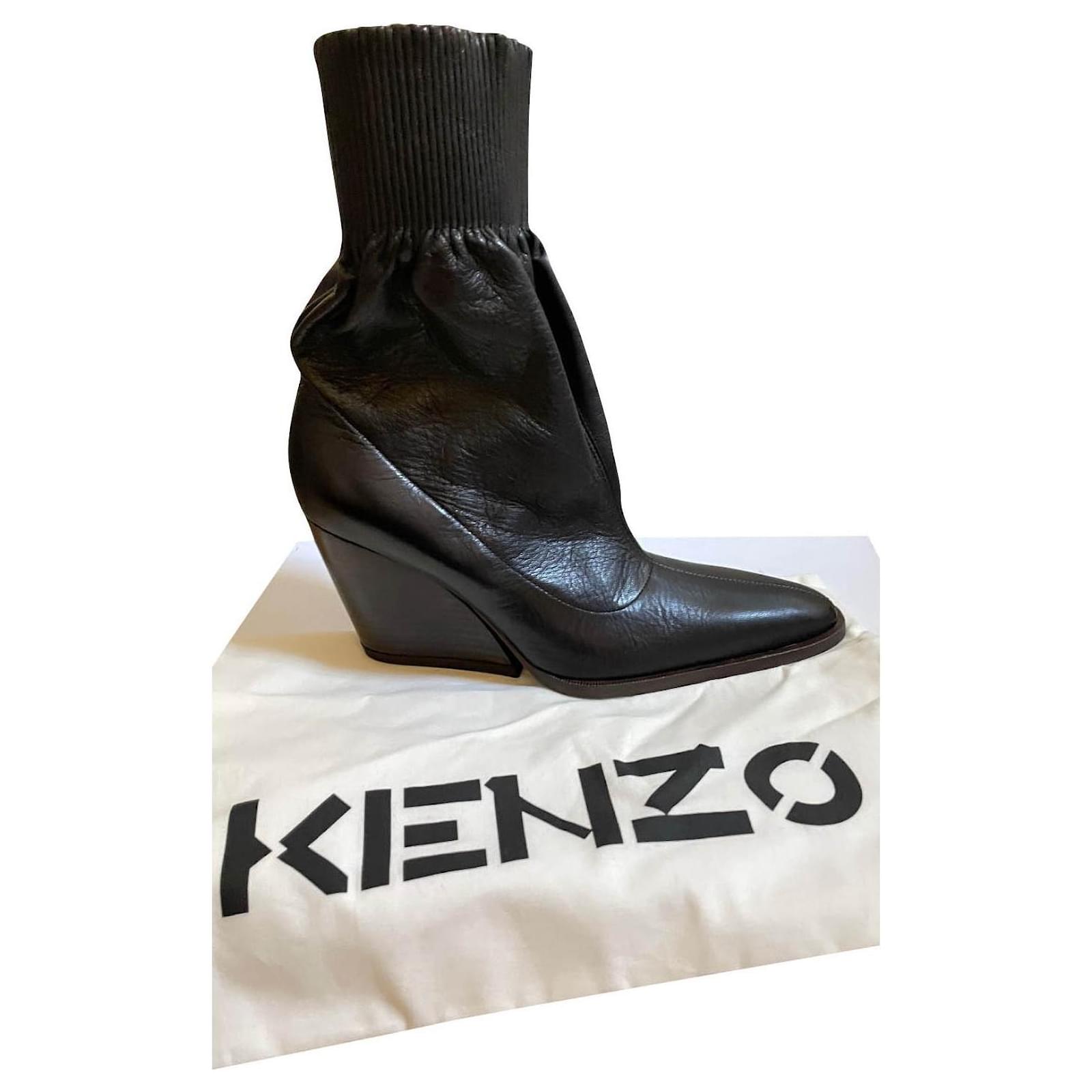 tin designer sikkert Kenzo Ankle Boots Black Leather ref.439526 - Joli Closet