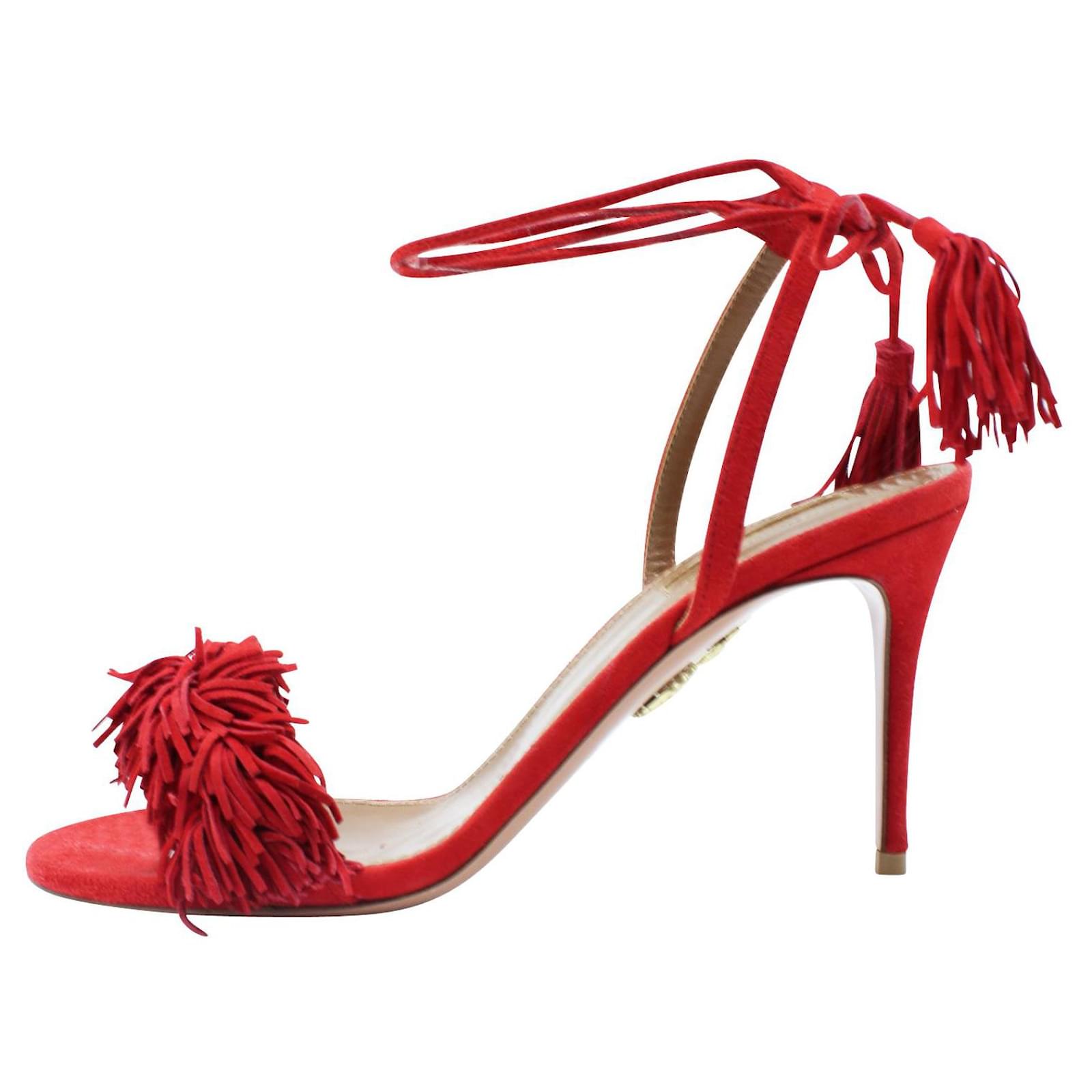 Aquazzura Red Suede Sandals ref.439571 - Joli Closet