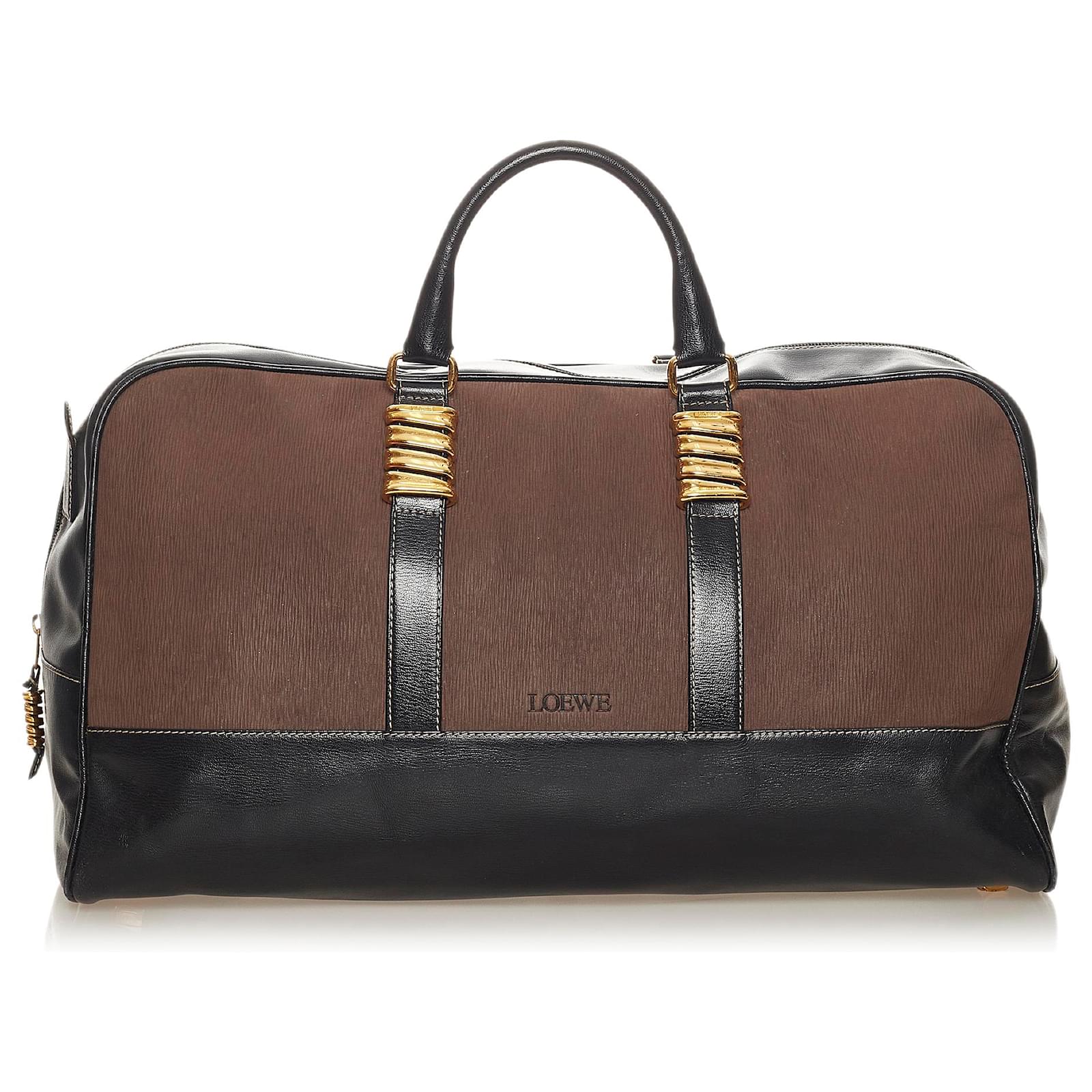 Bolso de viaje Loewe Velázquez de piel marrón Castaño Negro Marrón oscuro  Cuero Becerro ref.439708 - Joli Closet