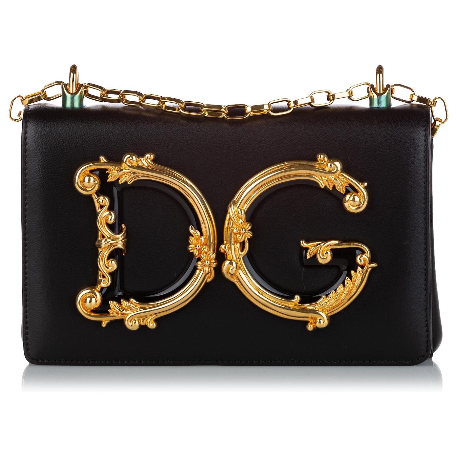 Dolce & Gabbana Dolce&Gabbana Black Leather Crossbody Bag Golden Metal  Pony-style calfskin  - Joli Closet