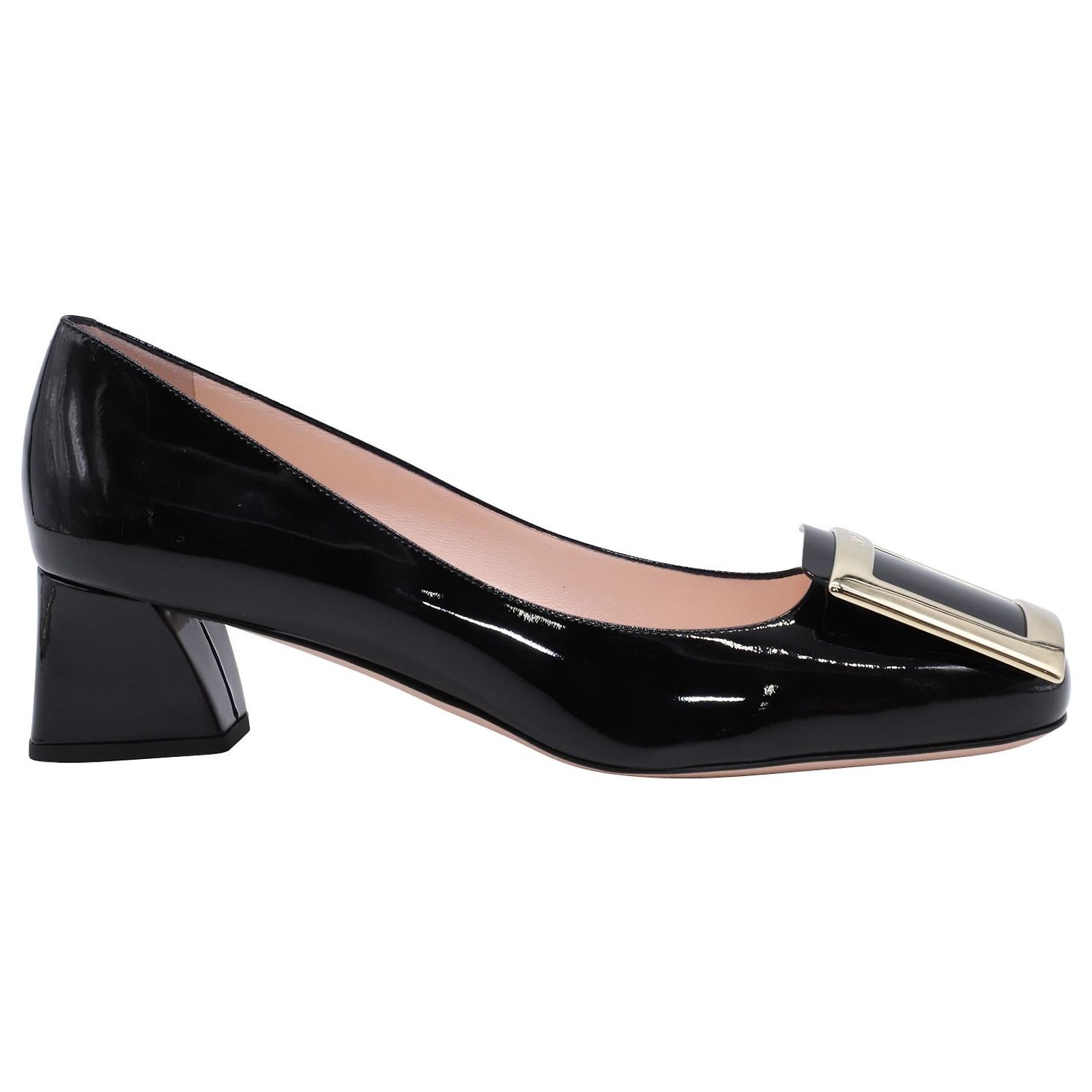 Escarpins Classiques Roger Vivier En Cuir Verni Noir - Talon 3 Pouces - Pointure 39.5