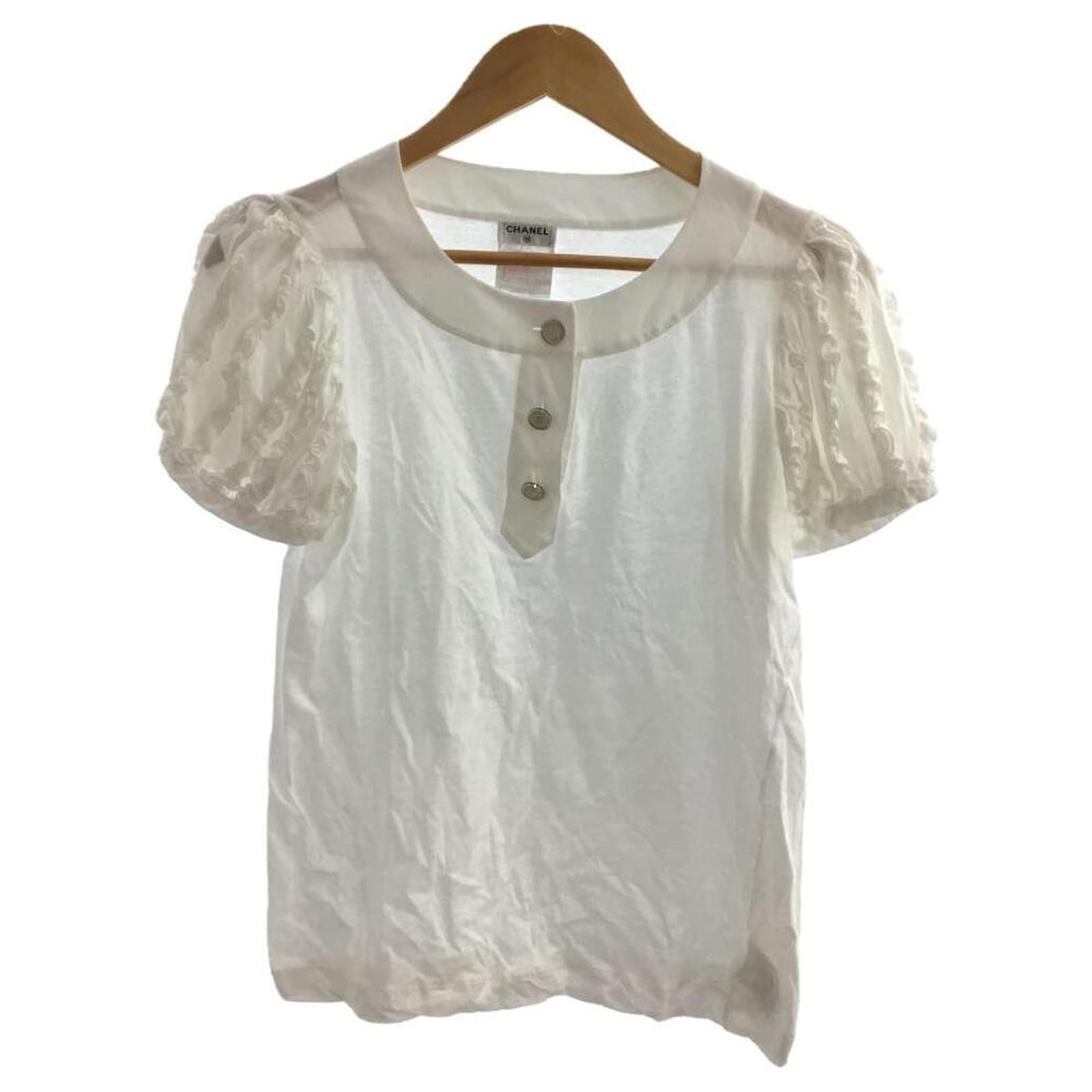 CHANEL T-shirt / 38 / cotton / white / puff sleeve ref.439861 - Joli Closet