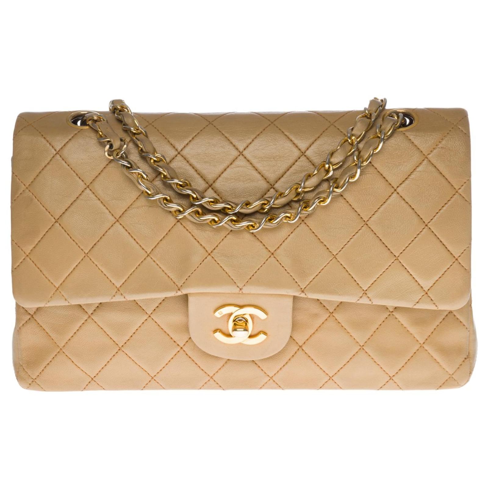 CHANEL 1989 Bag Quilted Lambskin Leather Double Chain Strap Racing