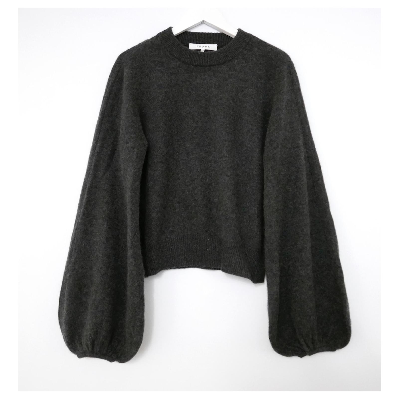 Frame Denim Pull en Cachemire à Manches Ballon Frame Gris